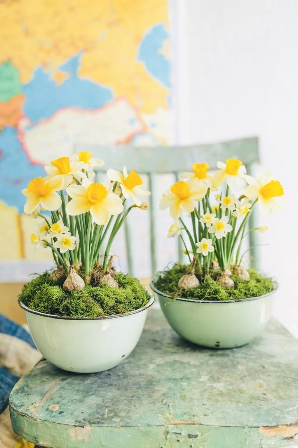 Vintage Mint Green Enamel Bowls – Set of Two