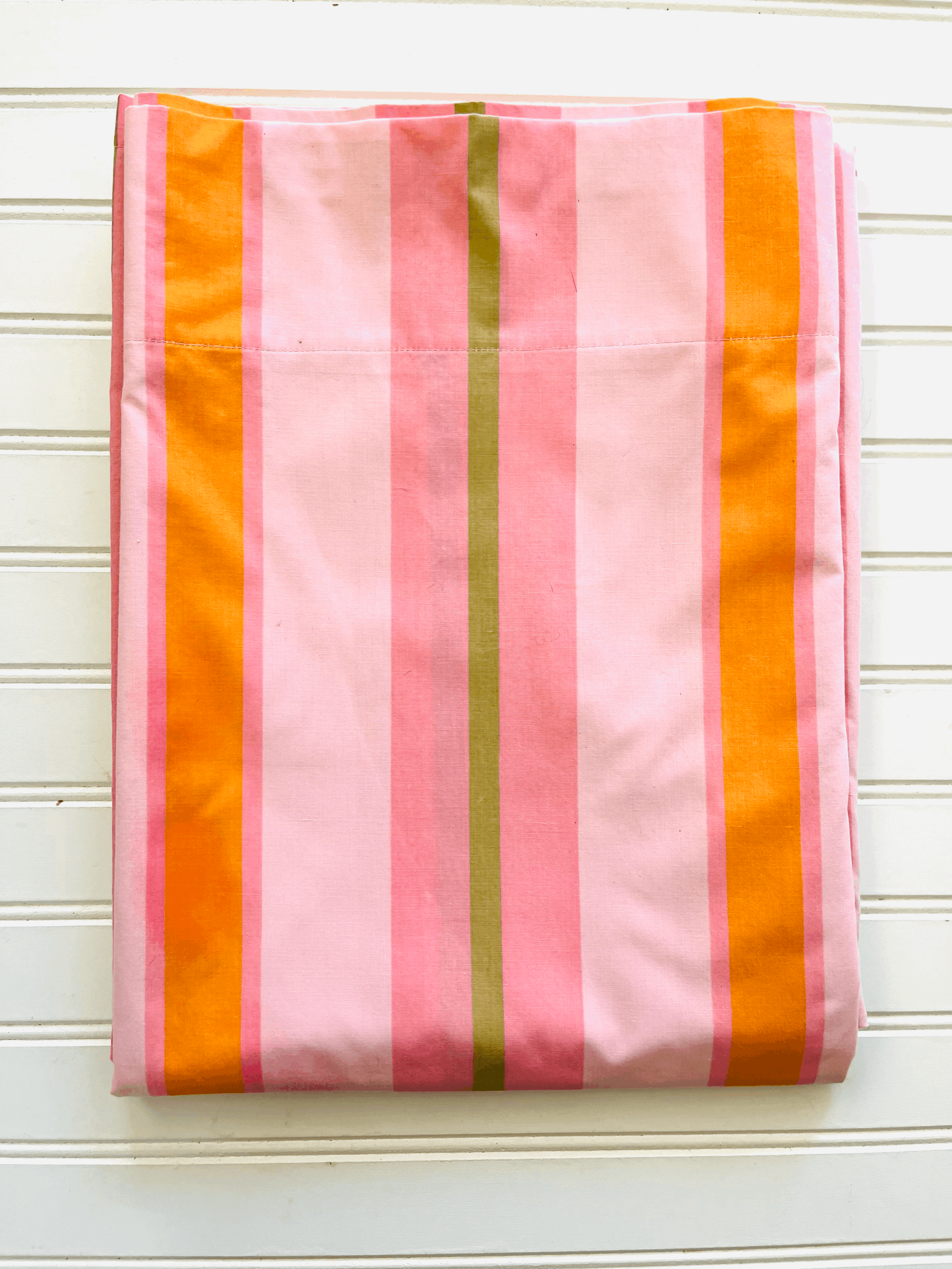 Vintage Pink & Orange Striped Twin Flat Sheet