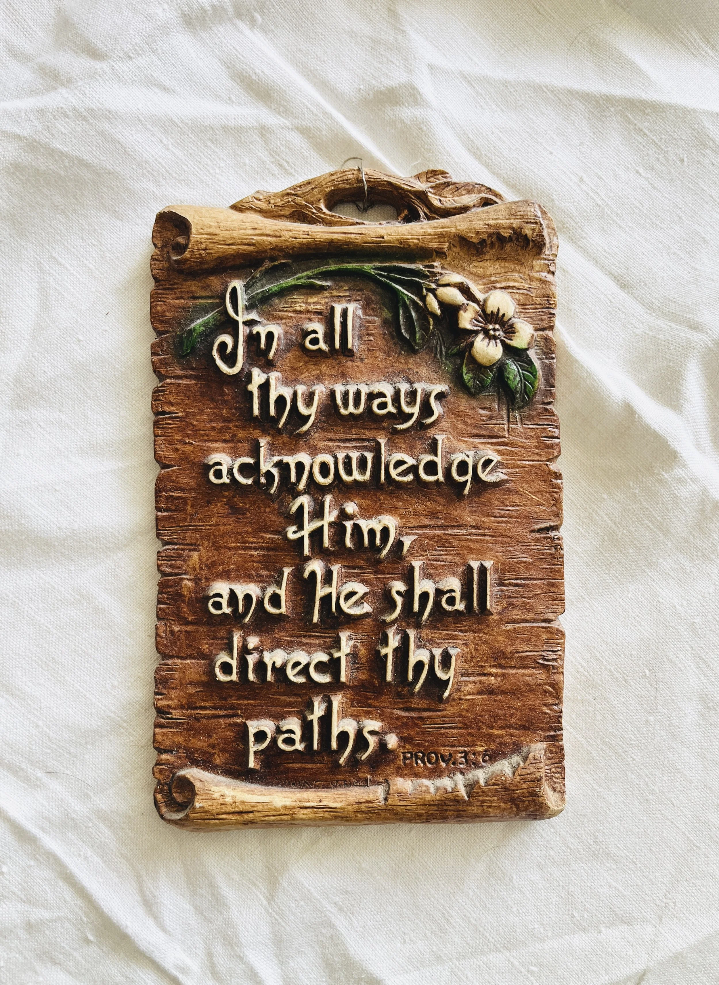 Vintage Proverbs 3:6 Wall Plaque | "In All Thy Ways Acknowledge Him"