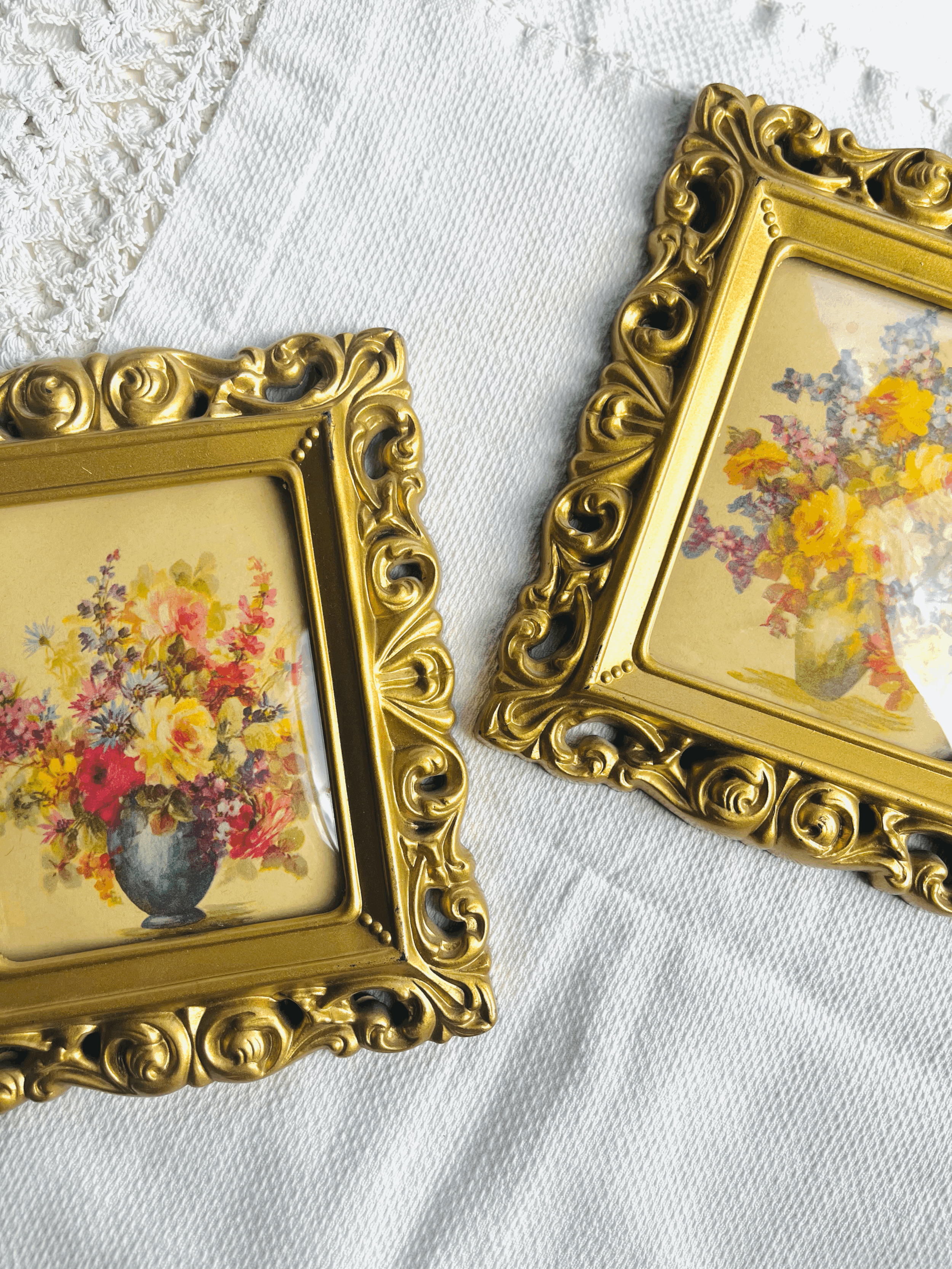 Vintage Ornate Gold Frame with Floral Print