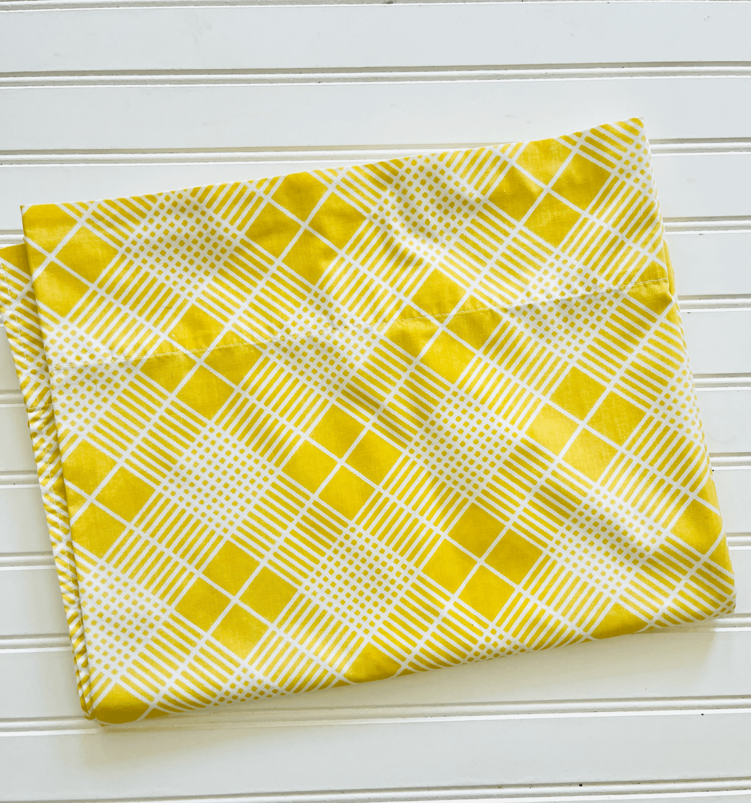 Vintage Martex Yellow Plaid Twin Flat Sheet