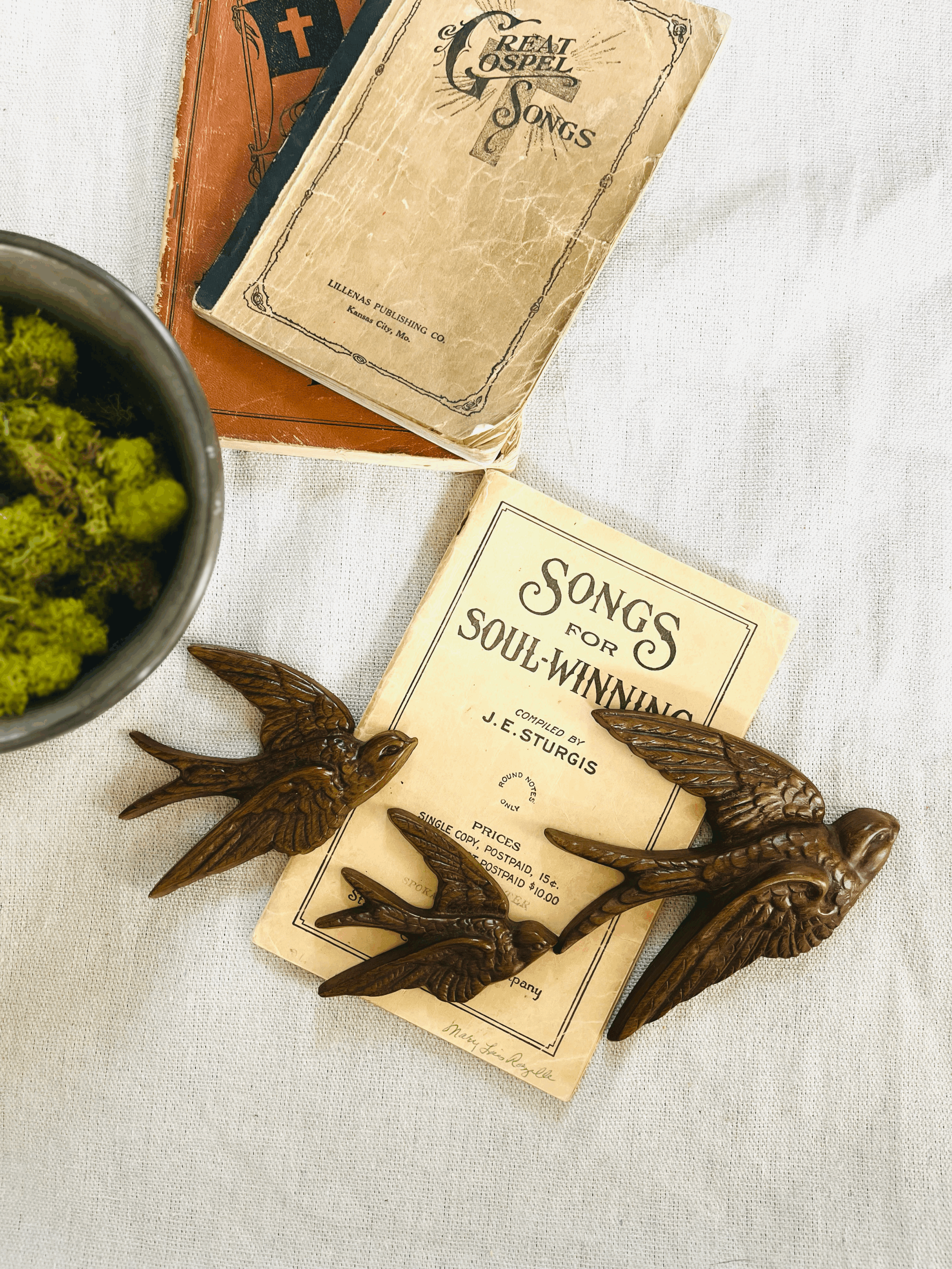 Vintage Burwood Gold Swallow Wall Decor – Set of Two