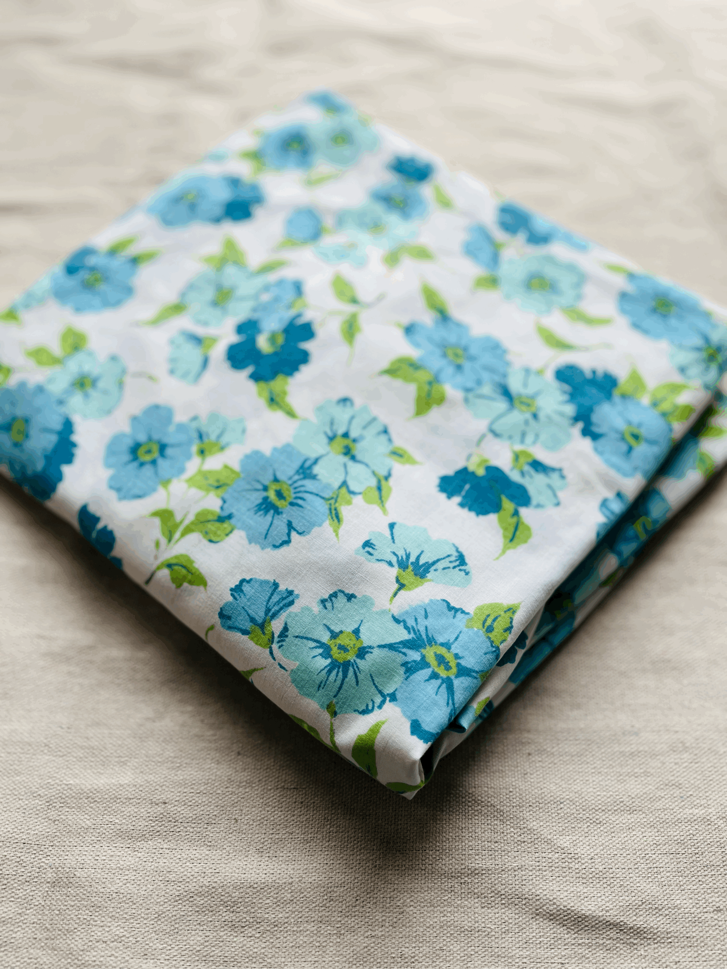 Vintage Blue Floral Twin Fitted Sheet