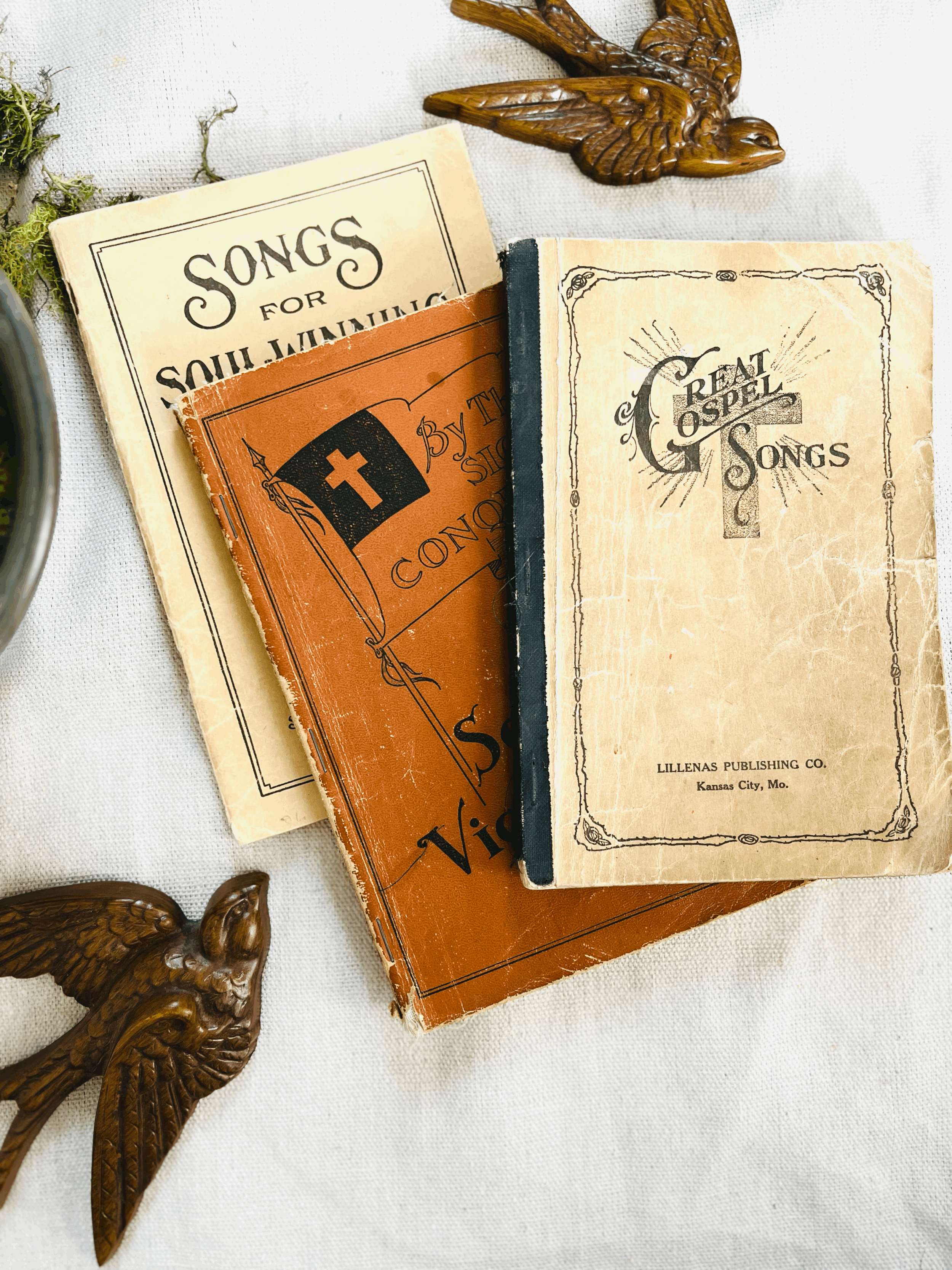 Set of 3 Vintage Gospel Hymnals (c. early 1900s–1920s)