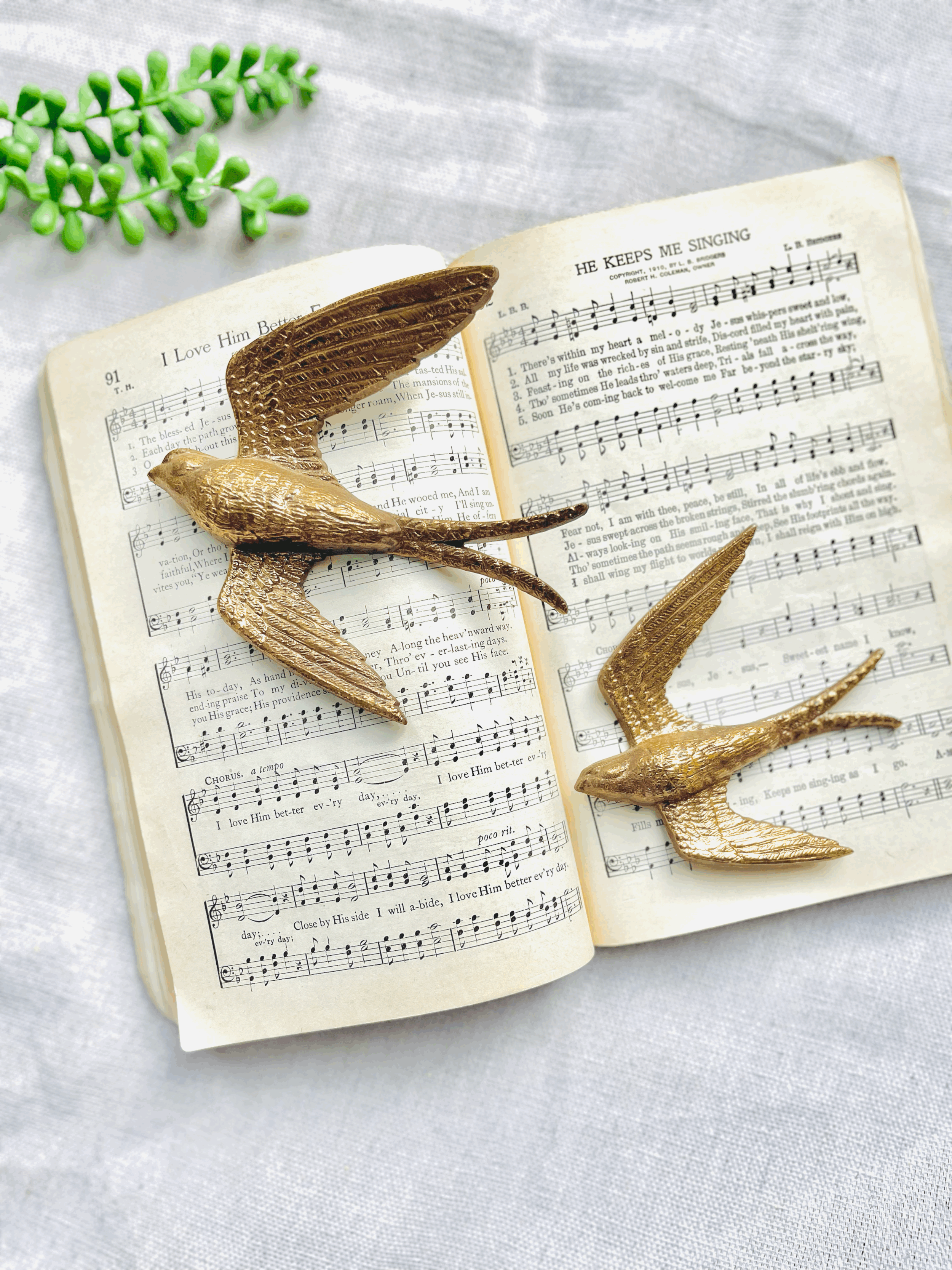 Vintage Gold Swallow Wall Decor – Set of Two