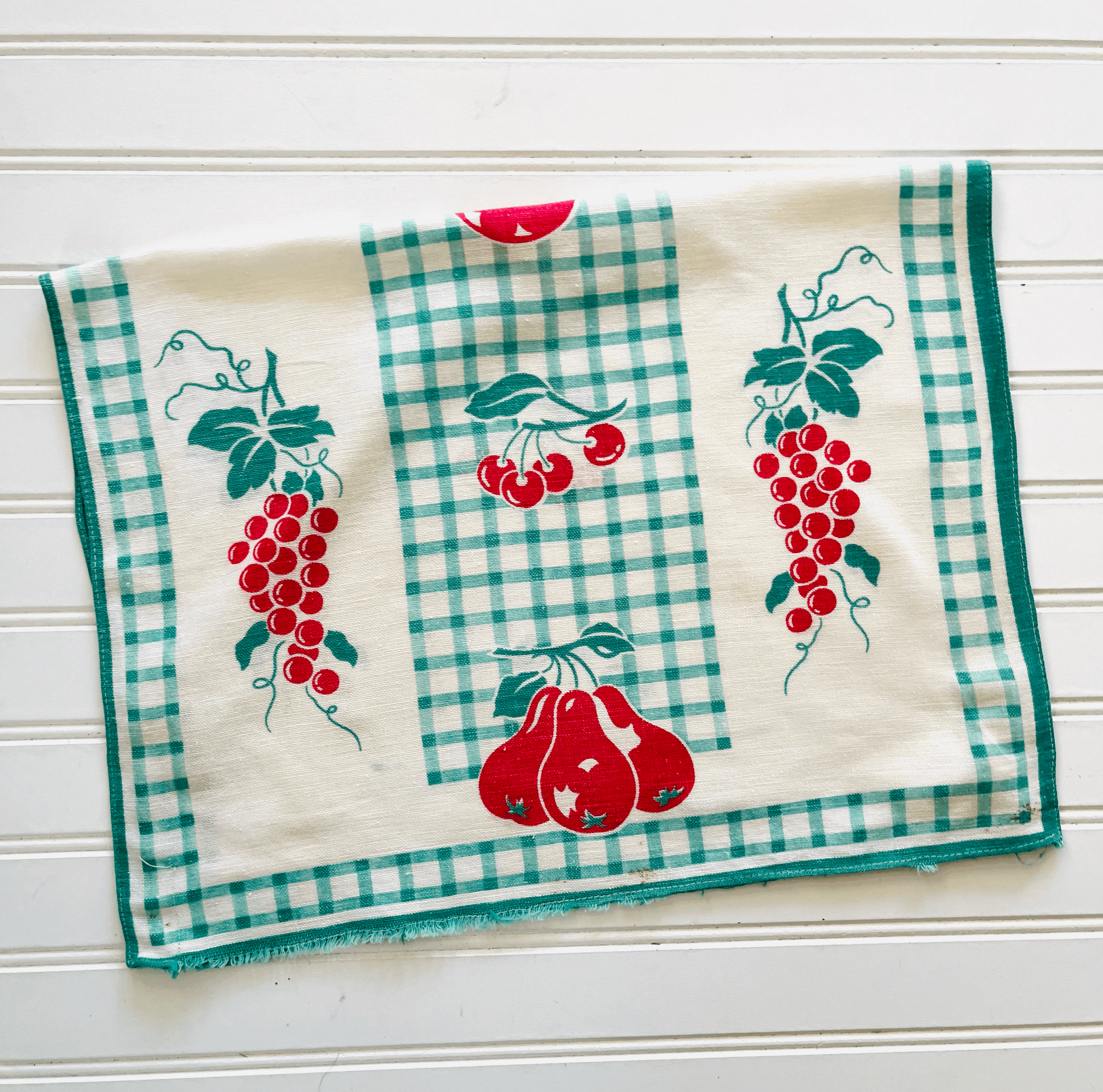 Vintage Fruit & Gingham Tea Towel