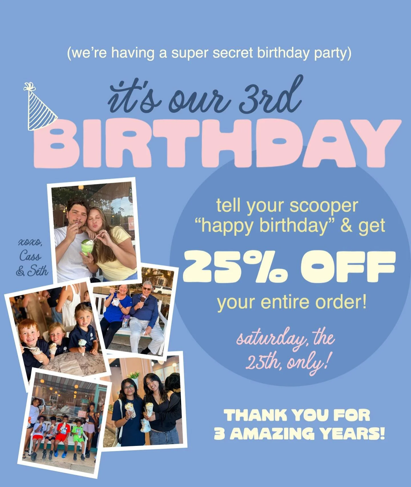GET 25% OFF WHEN WISH YOUR SCOOPER A HAPPY BIRTHDAY 🎉🍦

Celebrate 3 years of @waffleconejax with us today! Thank you for your love and support over the past few years - here&rsquo;s to many more sweet memories together! ❤️❤️❤️