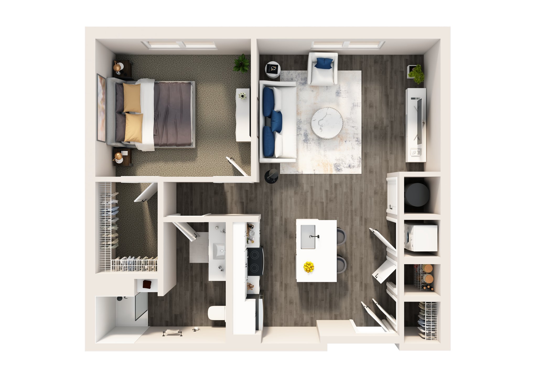 The Butler features 1 bedroom and 1 bathroom within 809 square feet, designed for comfortable everyday living. Its open-concept layout supports a variety of lifestyles while offering a spacious retreat! #TheButler #QuincyLofts