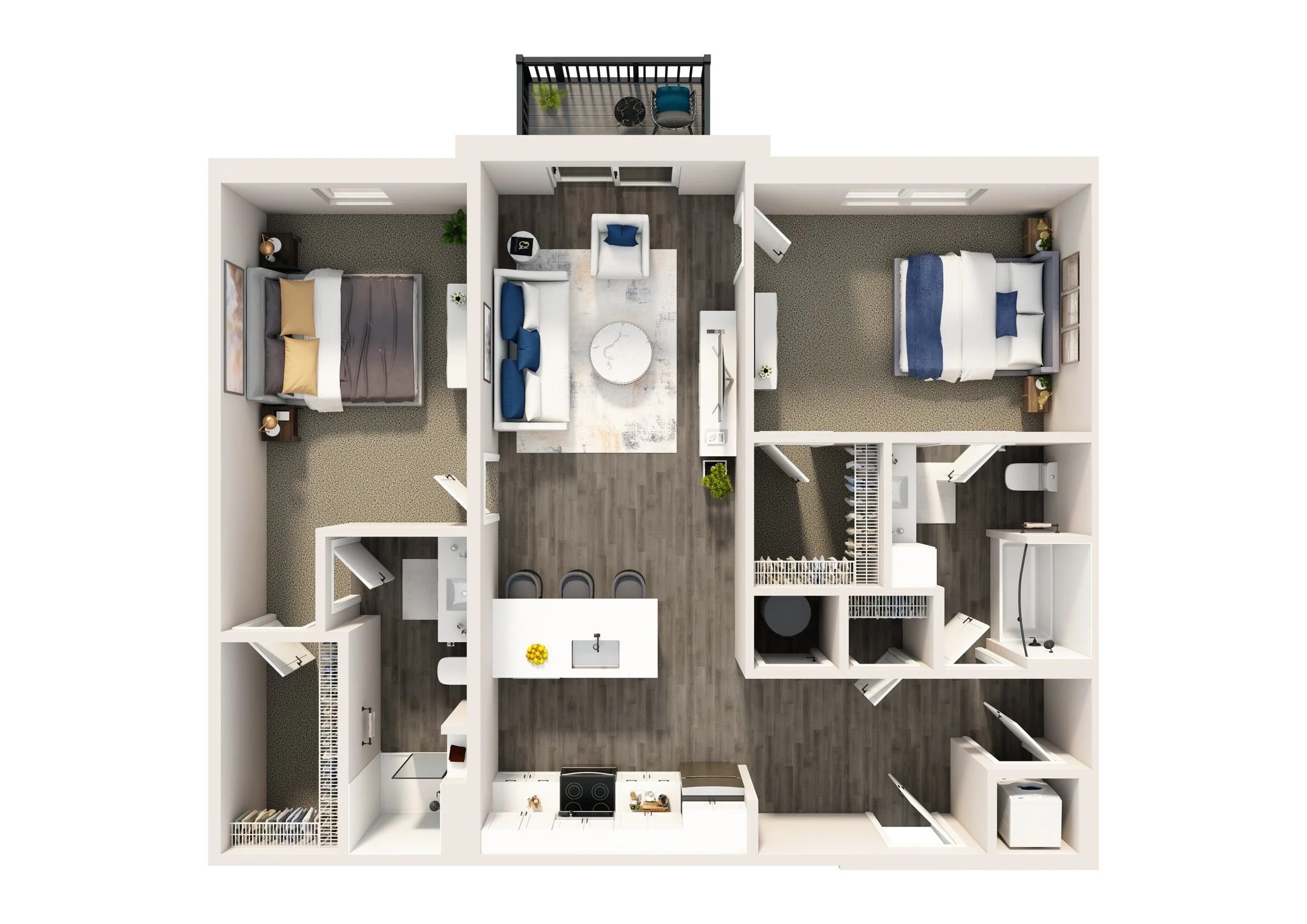 The Meadow Terrace floorplan offers 2 bedrooms and 2 bathrooms across a thoughtfully designed layout, delivering the perfect blend of comfort and convenience! Enjoy an open-concept living and kitchen area that creates a bright, welcoming space ideal 