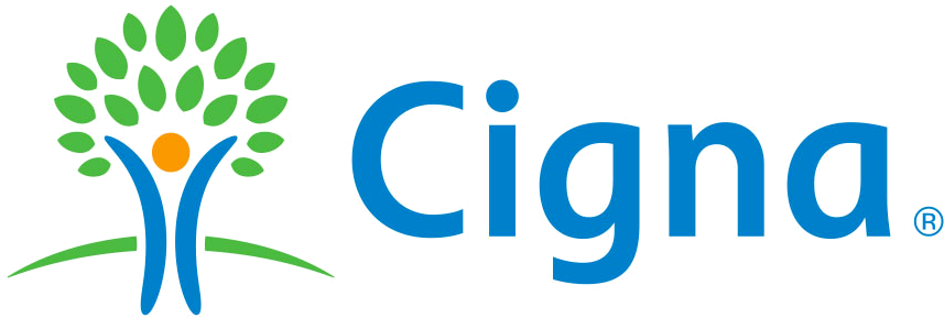 Cigna logo with a stylized tree and the company name in blue text.