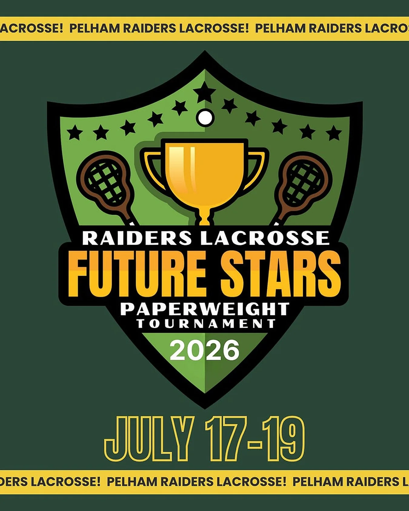 ⭐️Future Stars Tournament⭐️

🚨Team Registration Info🚨
🗓️Opens: TODAY!!!!!!!
⏰7:00 pm****

➡️Tournament Info:
🗓️July 17-19
📍Welland Arenas - 55 King St, Welland

⭐️Fill out the form on www.pelhamraiders.com under TOURNAMENT and our tournament Dir