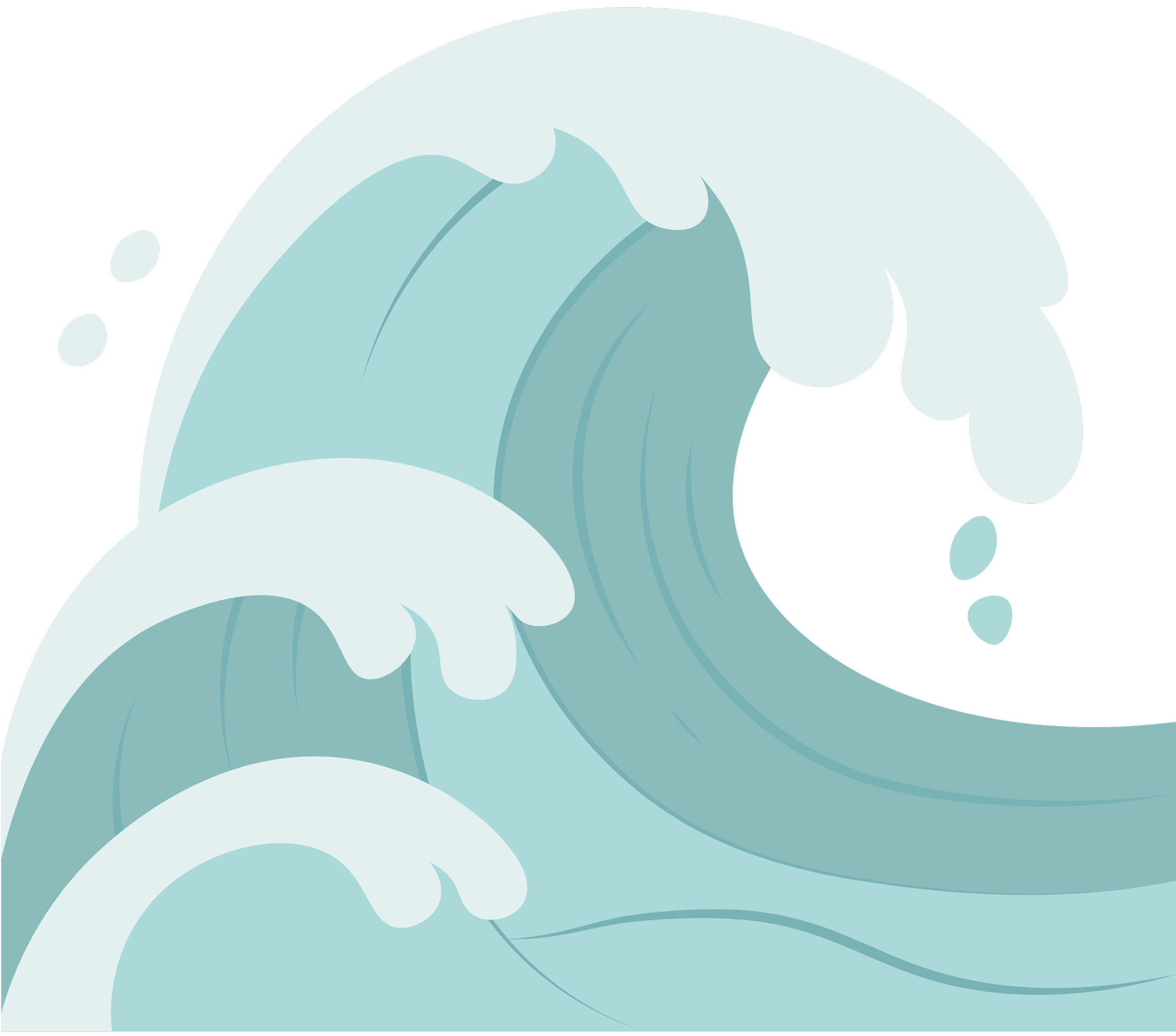 Illustration of large ocean waves with white foam.