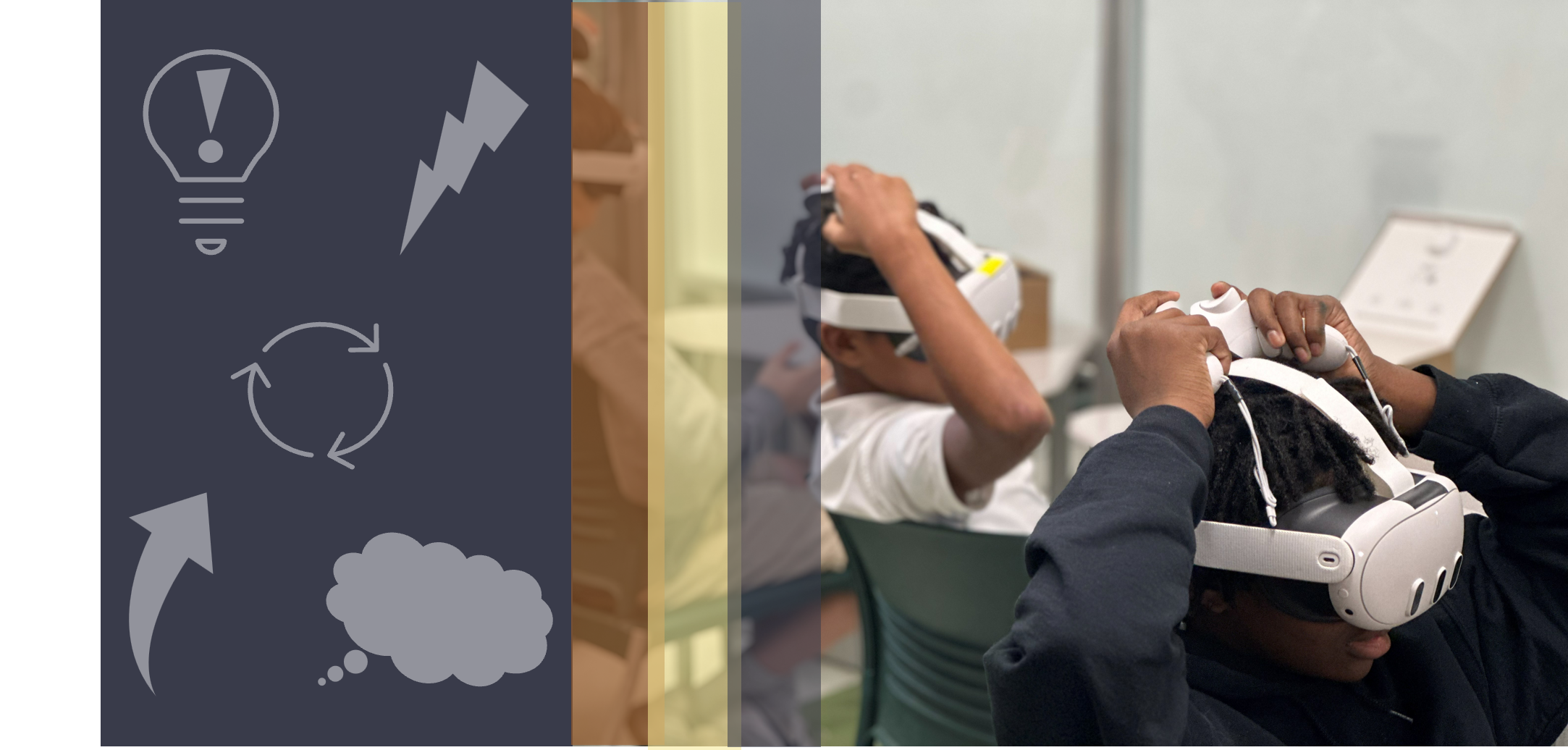 Students with VR headsets.