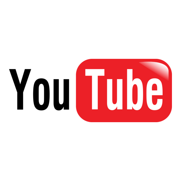 YouTube logo with text in black and red, featuring a red rounded rectangle with white letters for 'Tube'.