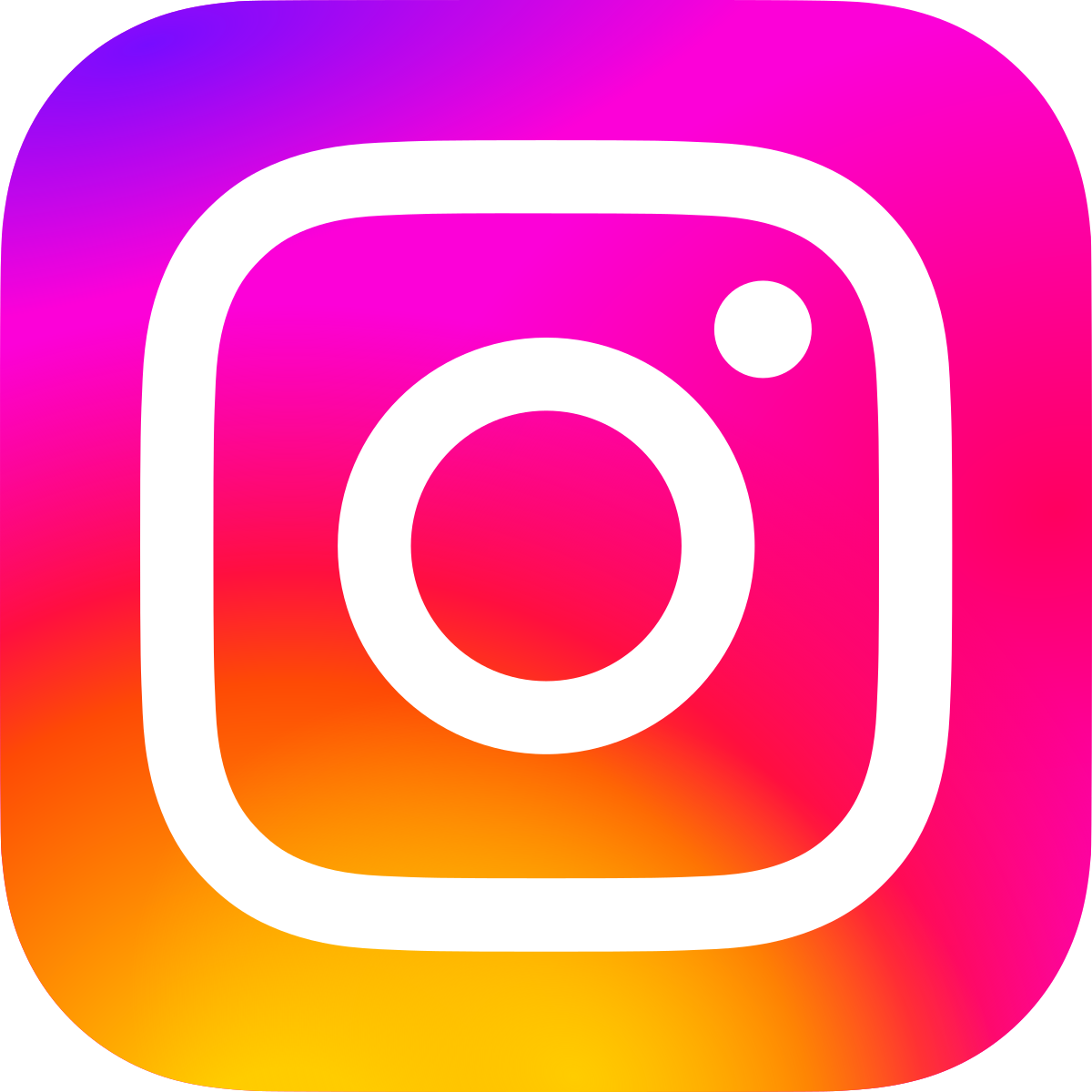Instagram logo with a gradient background of pink, purple, orange, and yellow.