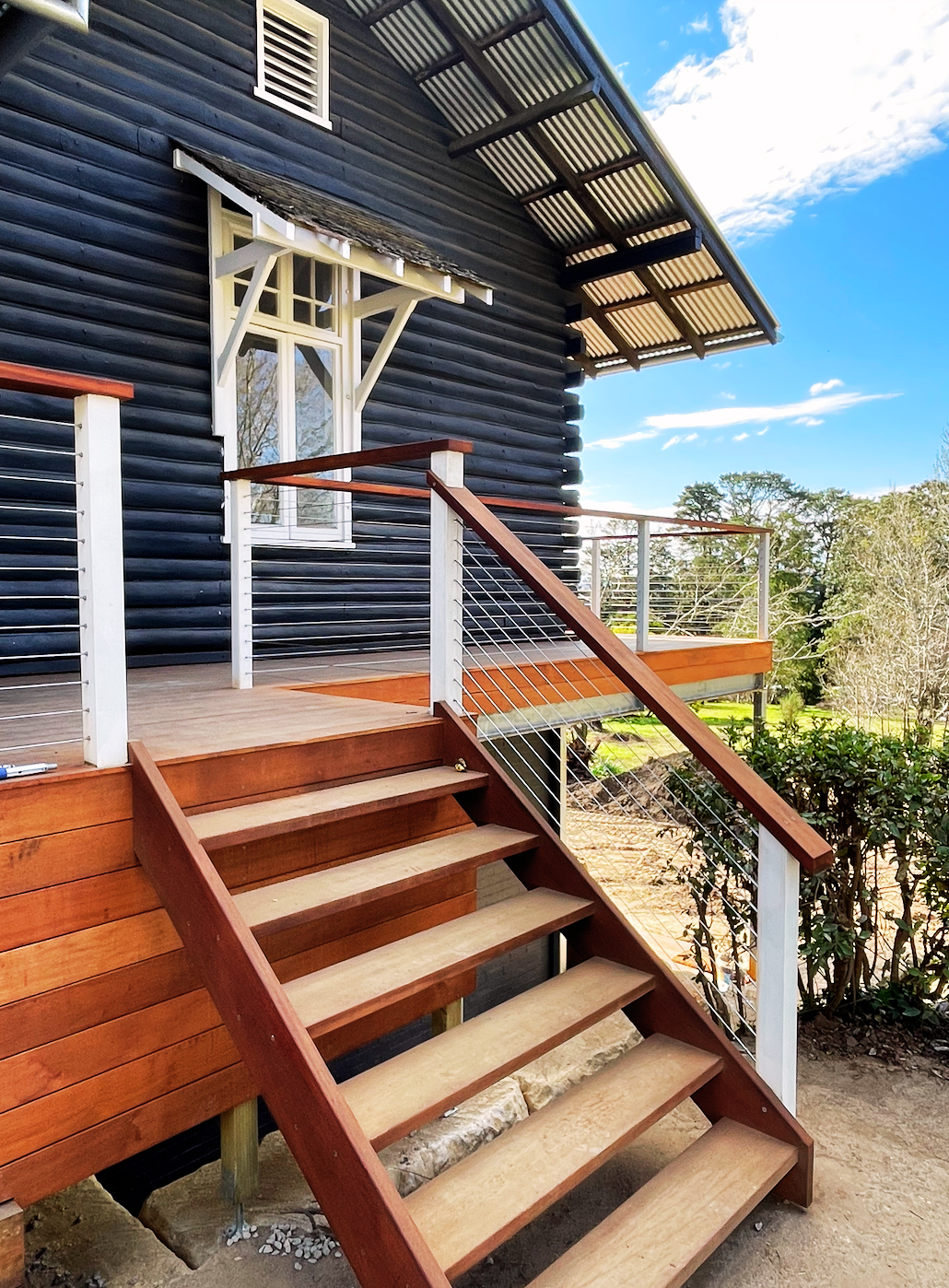 Hardwood merbau deck installed in Moss Vale by southern highlands decking. this was a large wrap around deck complete in two weeks.