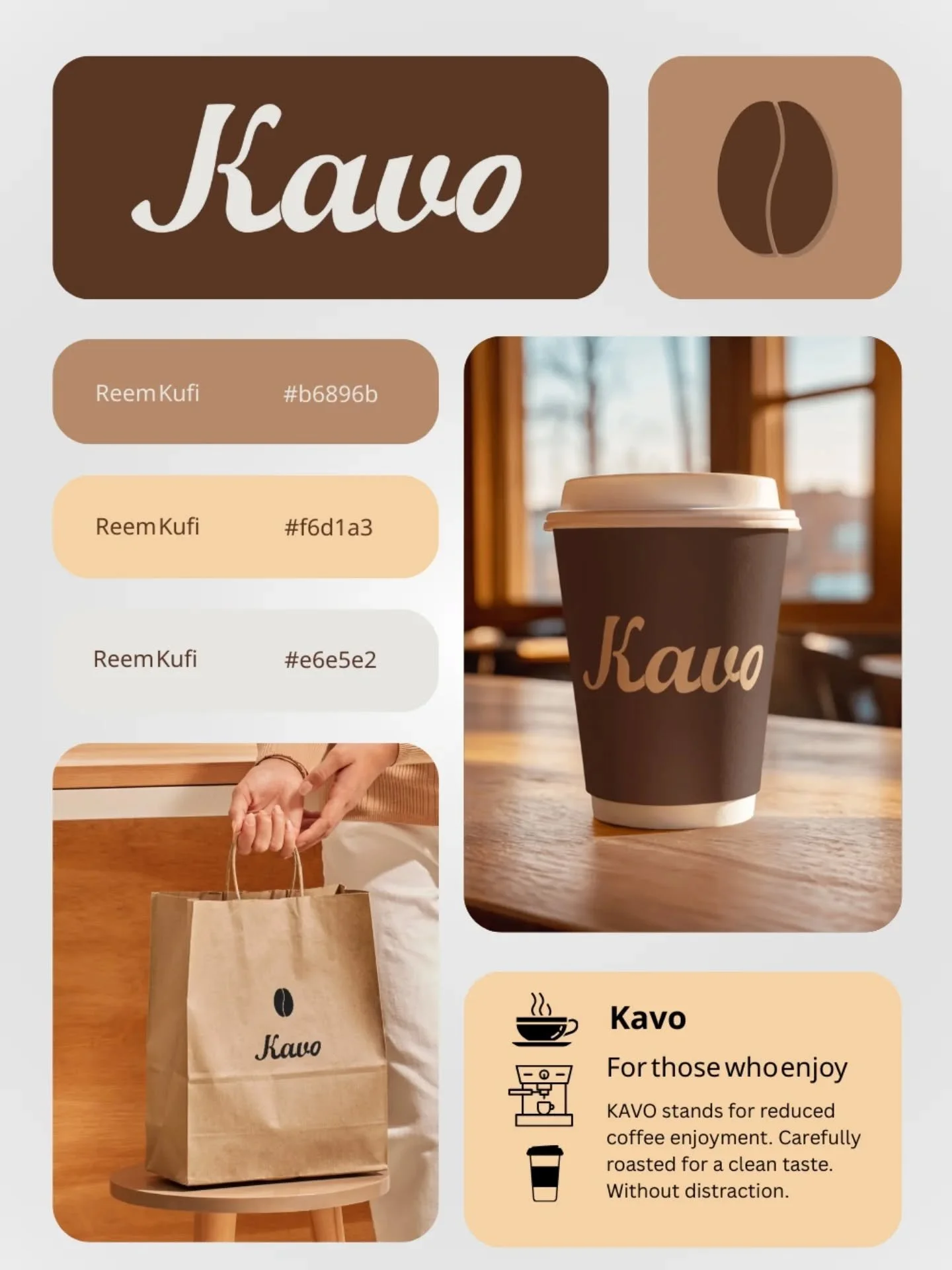 KAVO ist keine echte Marke.
Es ist ein reines Branding-Konzept.

Entstanden, um zu zeigen, wie eine Marke wirkt,
wenn man sie radikal reduziert.
Weniger Story. Weniger L&auml;rm.
Mehr Klarheit. Mehr Fokus.
Wir haben bewusst mit Name, Tonalit&auml;t, 