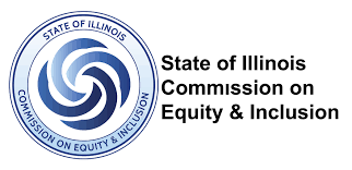 Seal of the State of Illinois with the text 'State of Illinois Commission on Equity & Inclusion'