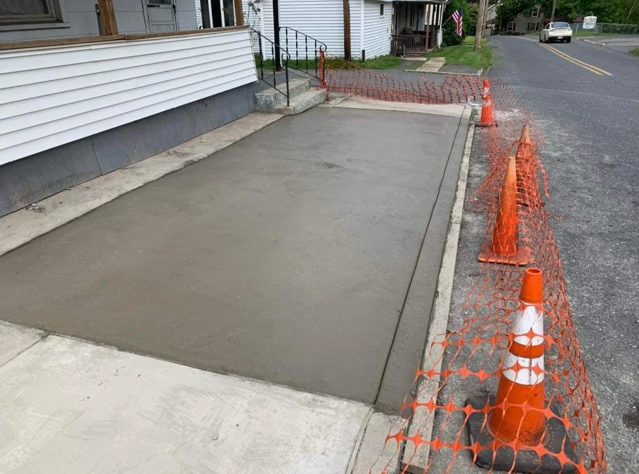 Freshly poured concrete sidewalk in Kingston PA