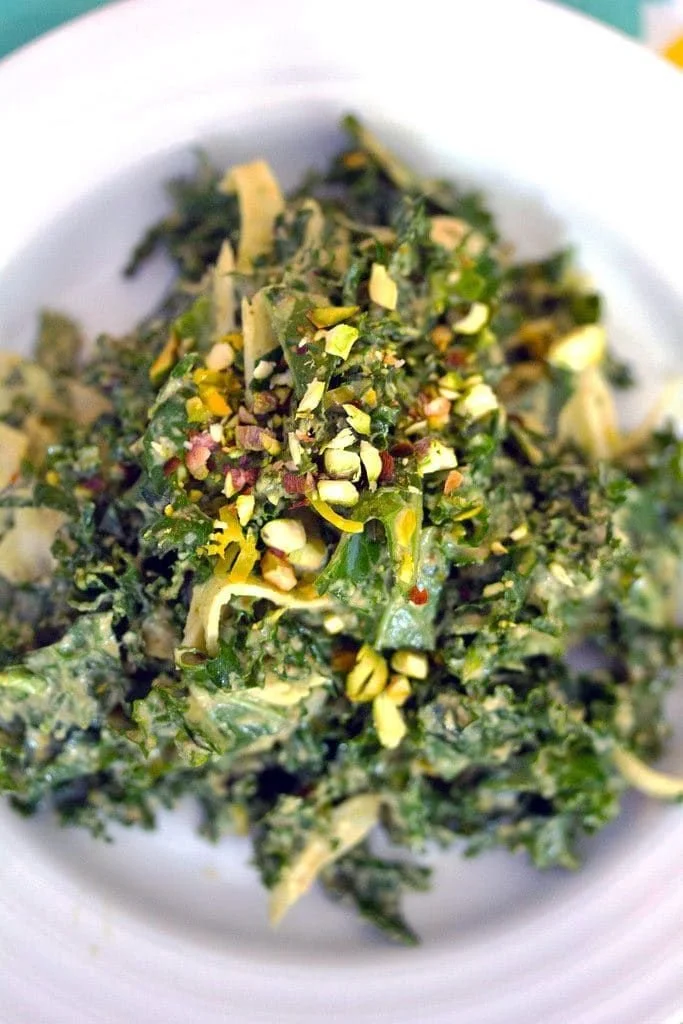 kale , apple , &amp; pistachio salad