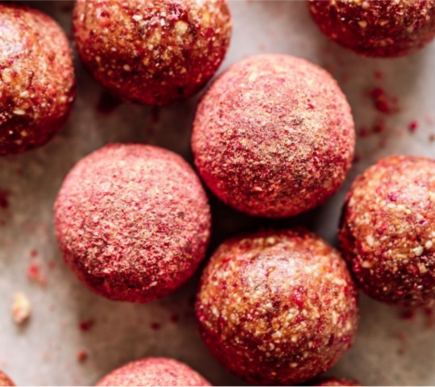 Strawberry dusted Almond Butter Balls