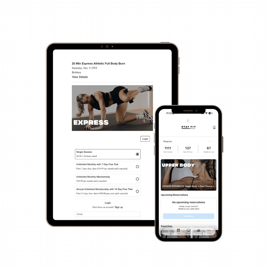 Virtual fitness training membership.