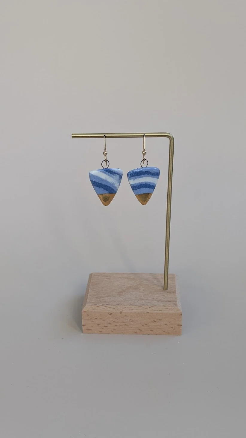  Blue porcelain earrings. 2024.