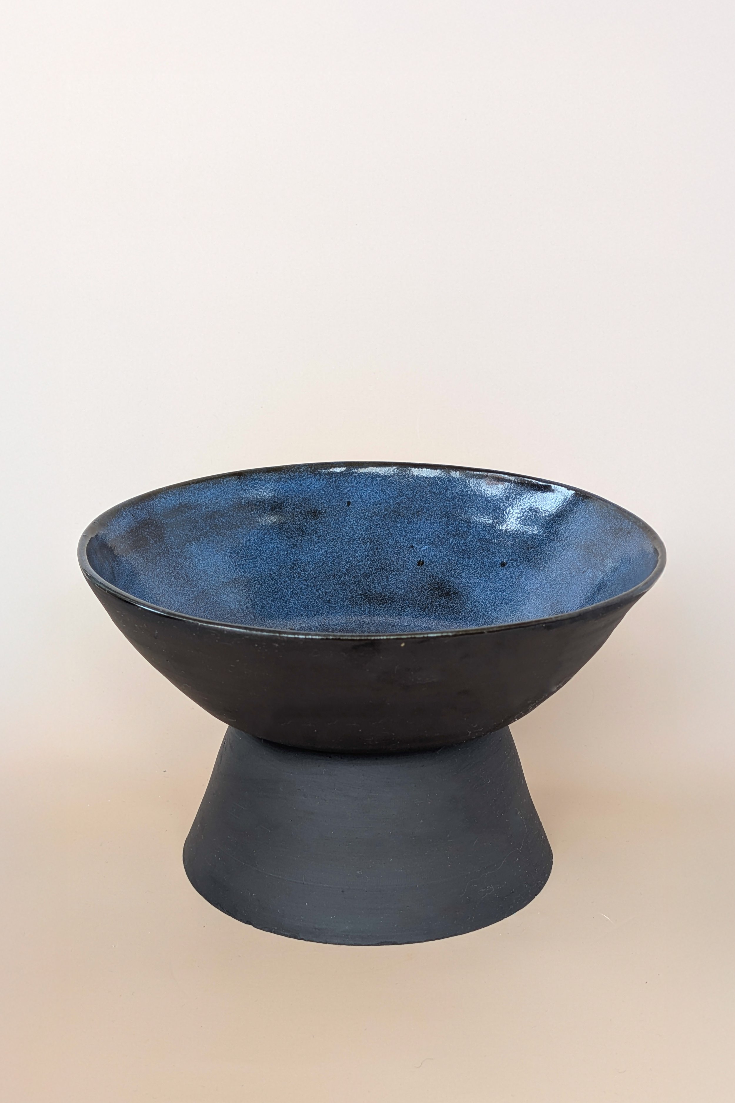 Blue & black pedestal bowl. 2025.