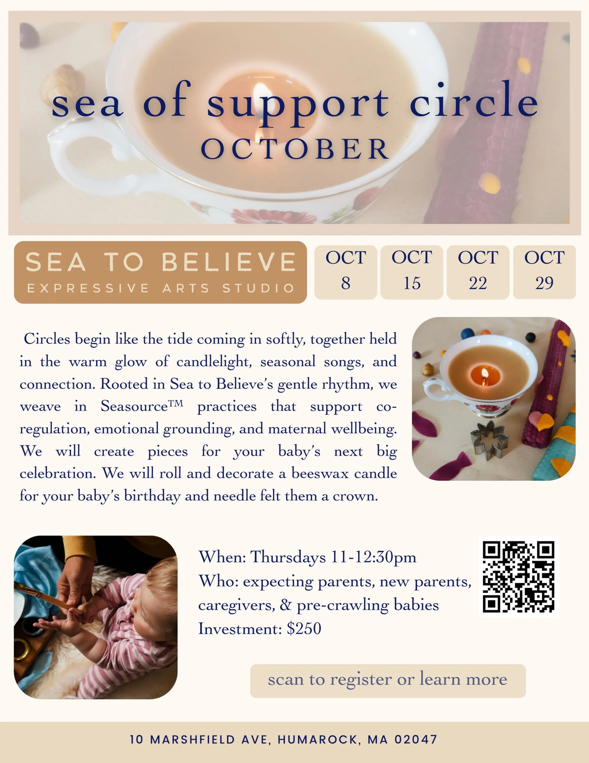 A nurturing Waldorf and expressive arts&ndash;inspired series for mothers and their babies

Facilitators
Isabel Durgin: Certified Waldorf Teacher &amp; Fiber Artist, Founder of The Felted Acorns
Stacia Boynton, LMHC: Expressive Arts Therapist

Where 