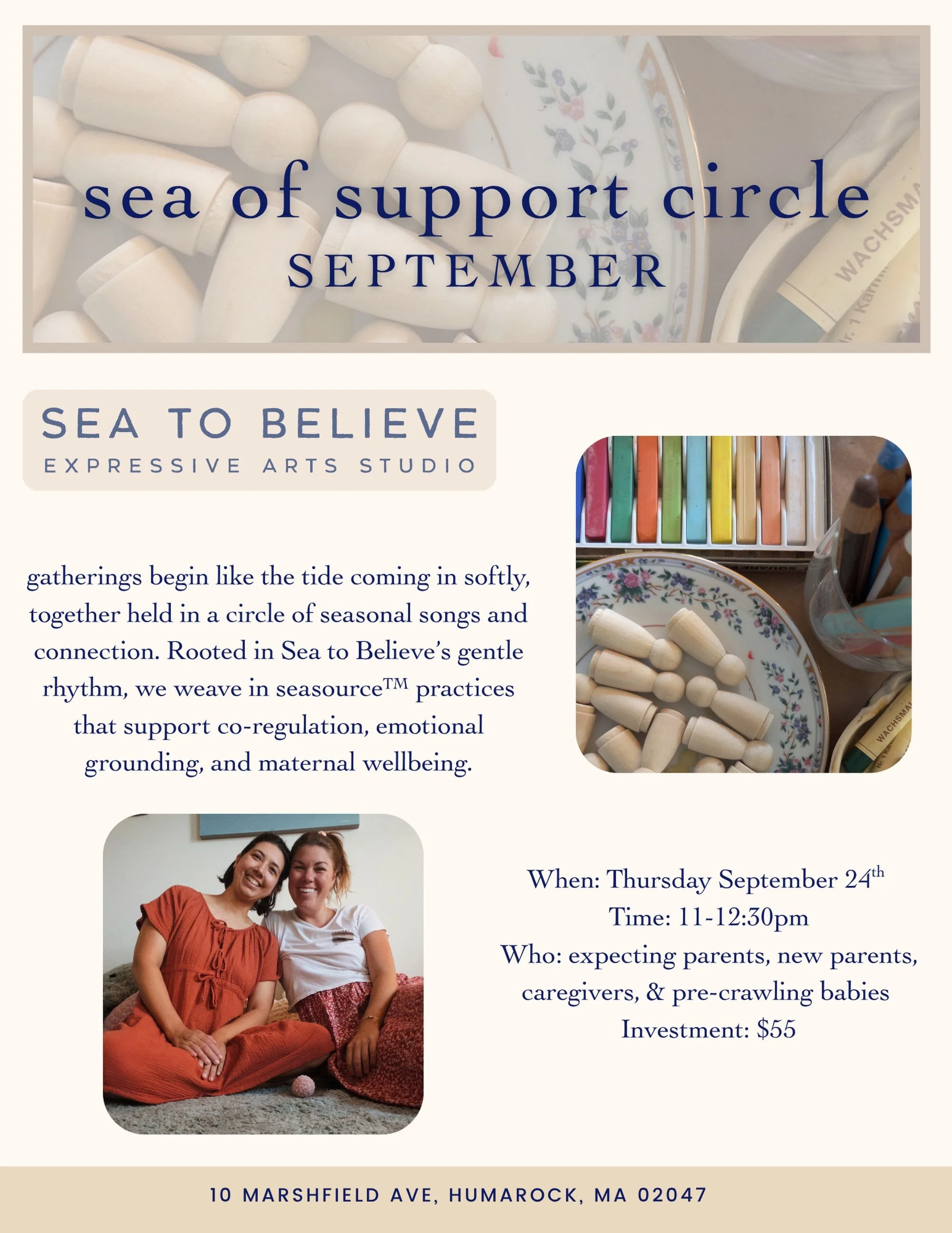 We have one final sea of support circle for the month of September! We will be continuing in October with new seasonal songs, art experience, and seasource skills. You can invest in a month package or individual circles 🎨