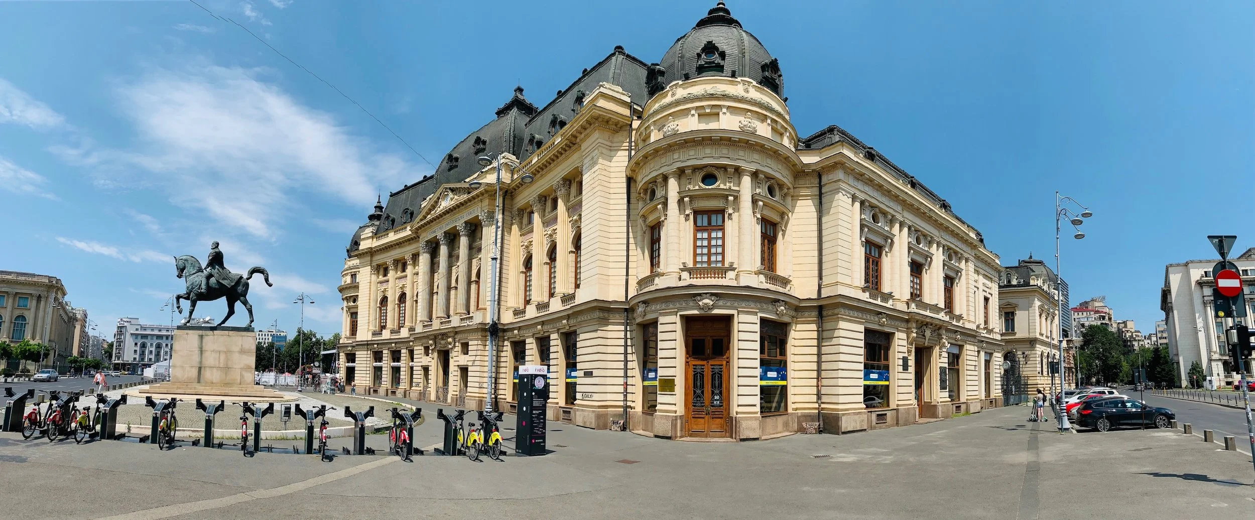 The Central University Library of Bucharest in Romania, showcasing grand historic architecture in a prominent city square