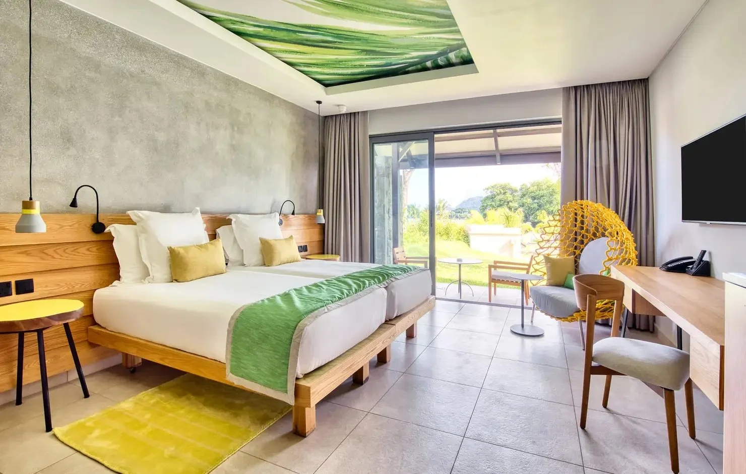 Resort hotel room category example showing layout, comfort, and private outdoor space