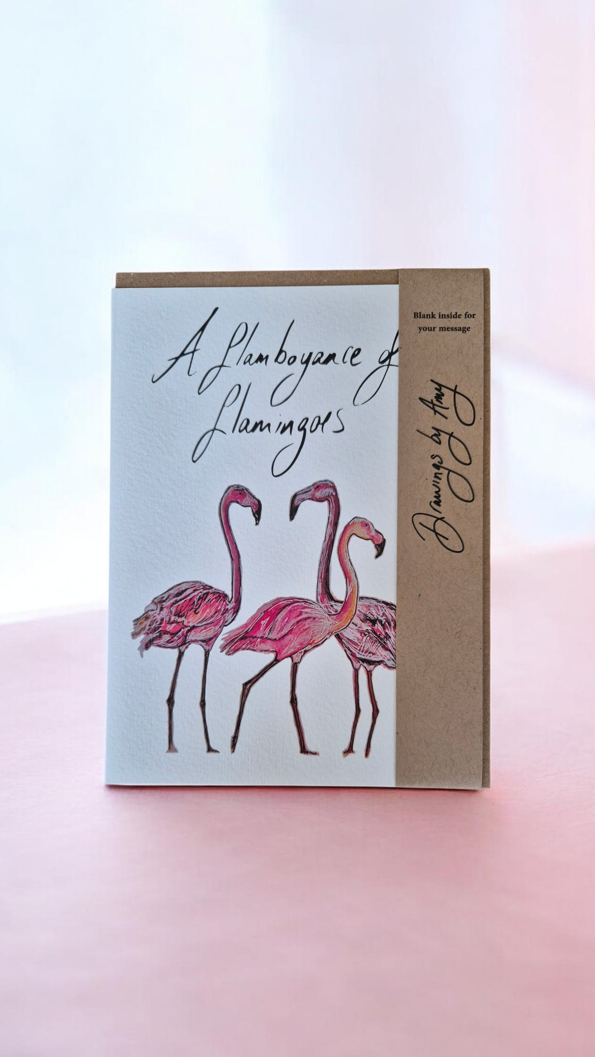 'A flamboyance of flamingoes' greetings card