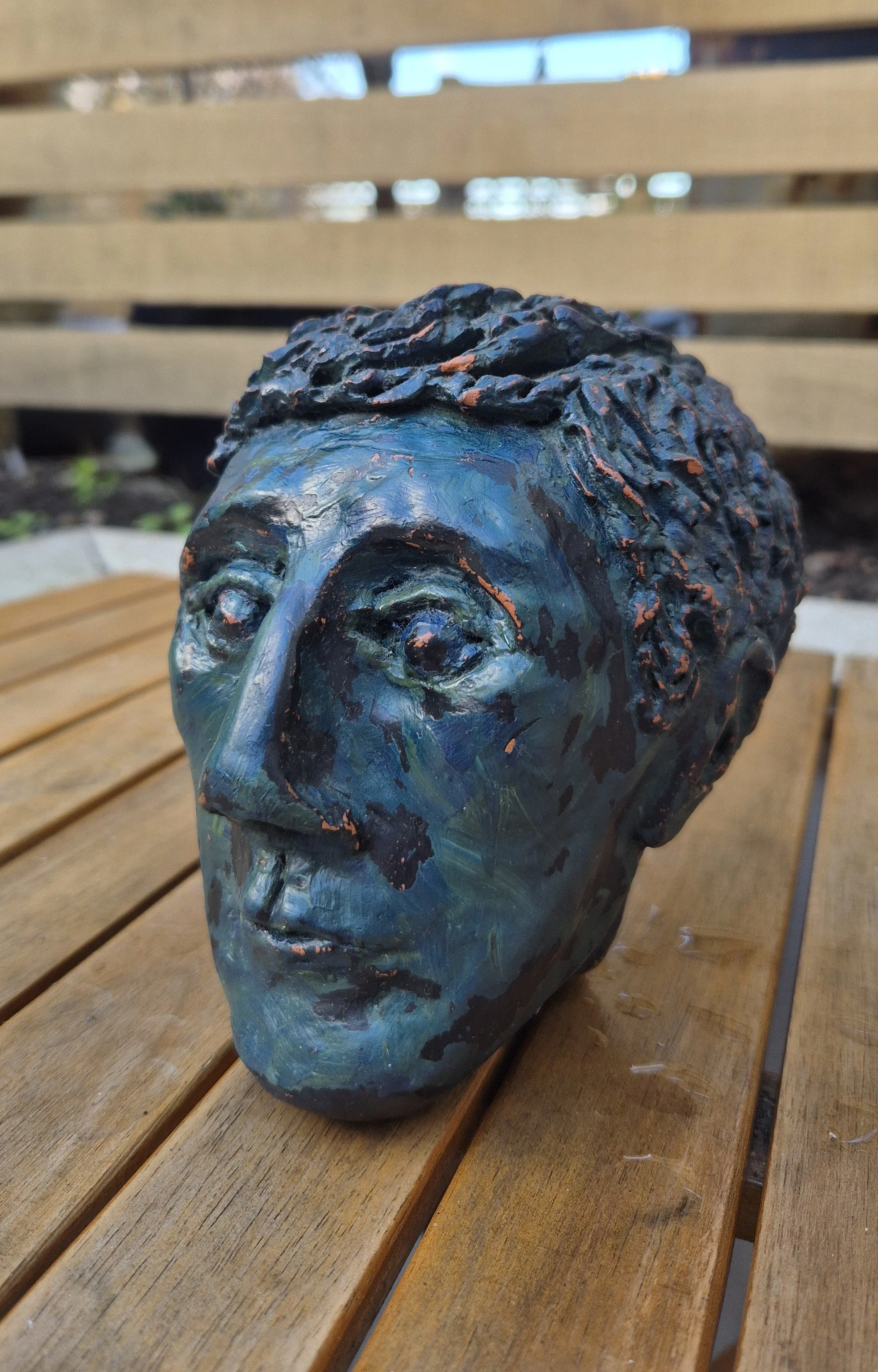 Clay sculptural head 