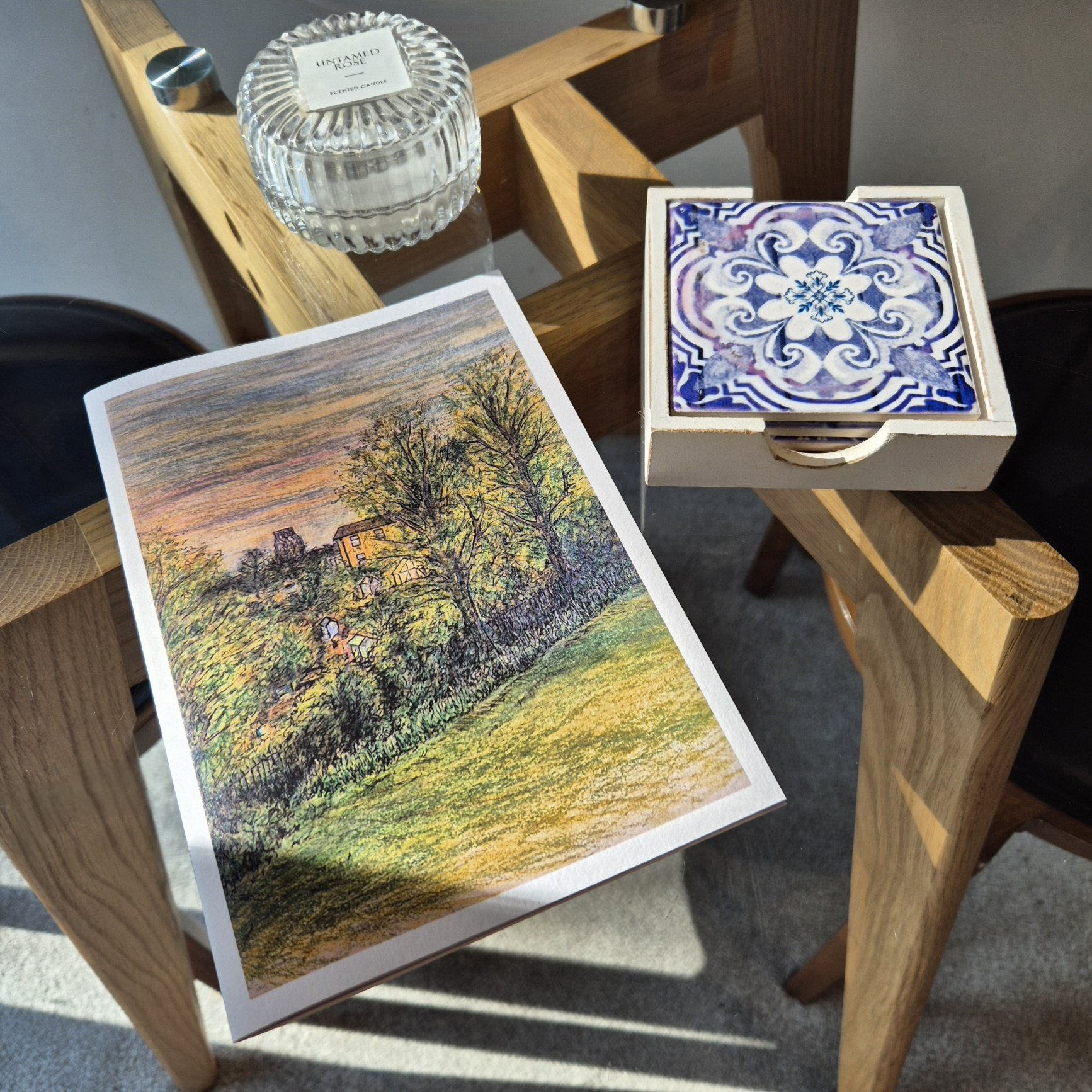 Image of a journal on a glass table