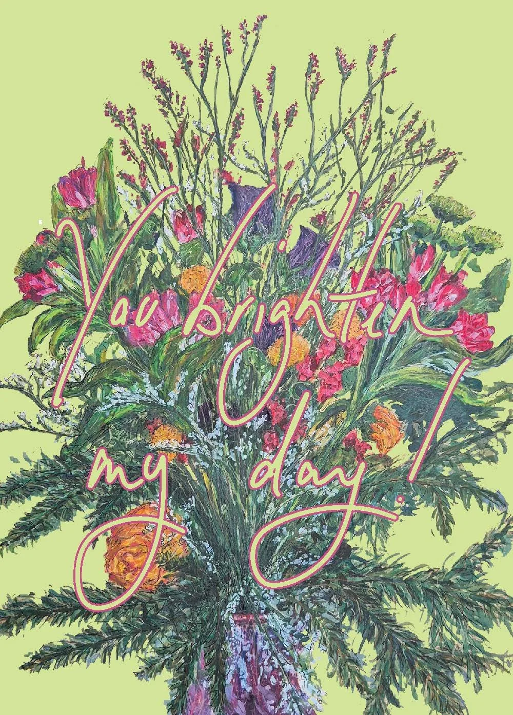 'You brighten my day!' greetings card