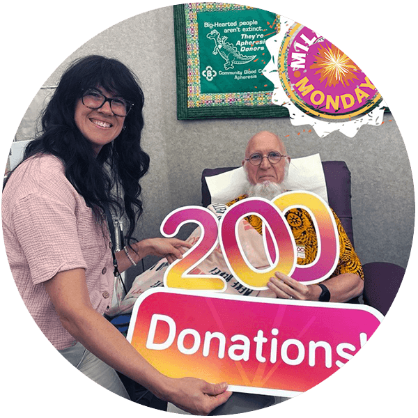 David, celebrating his 200th milestone donation!