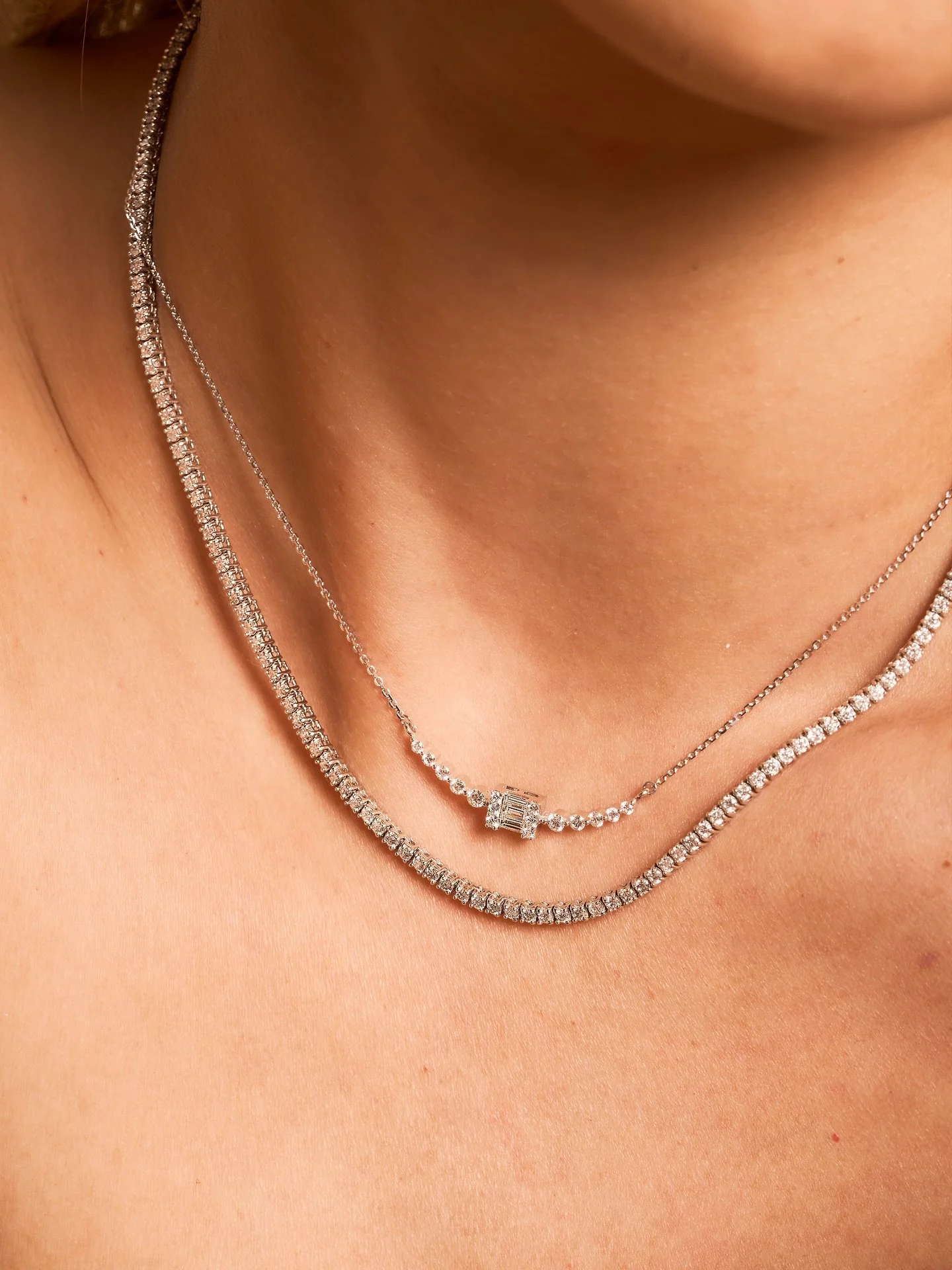 Statement tennis necklaces