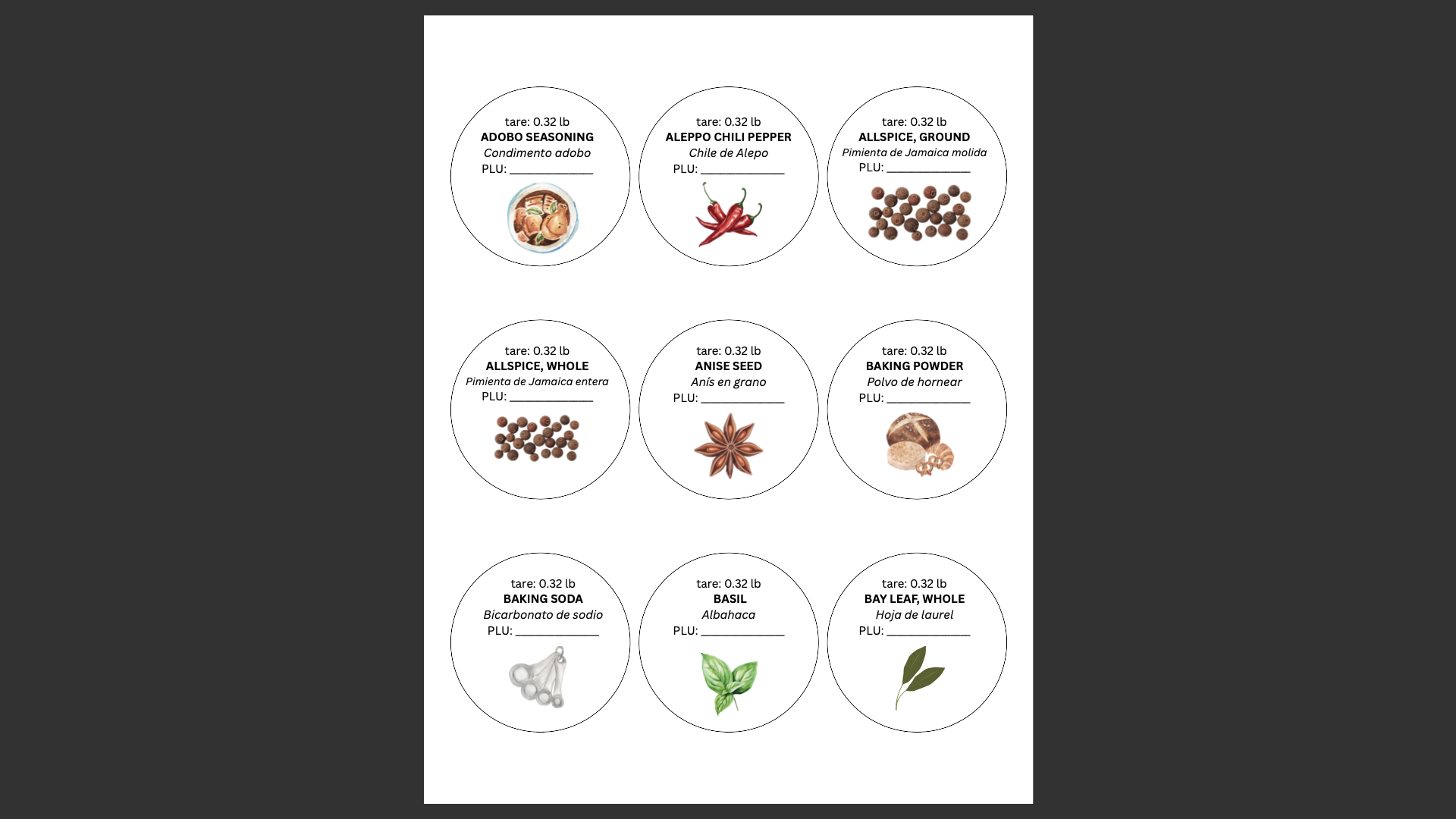 Bilingual spice labels for Avery 2.5