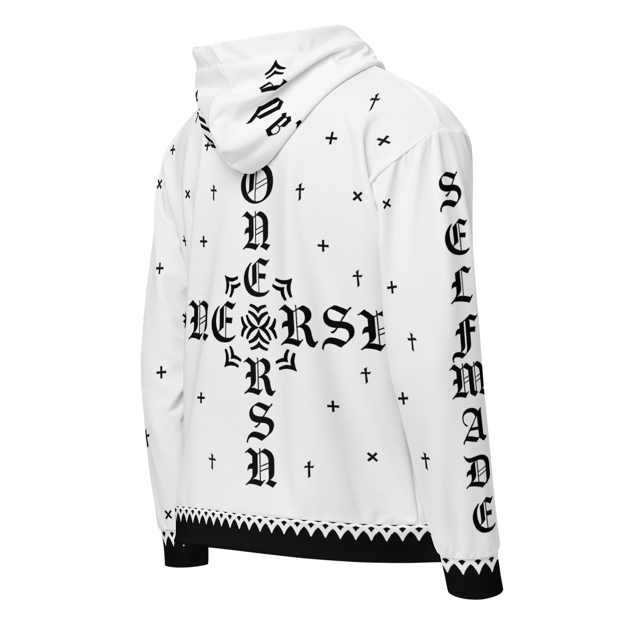 ONE RZN Typographic Zip Hoodie Black and White