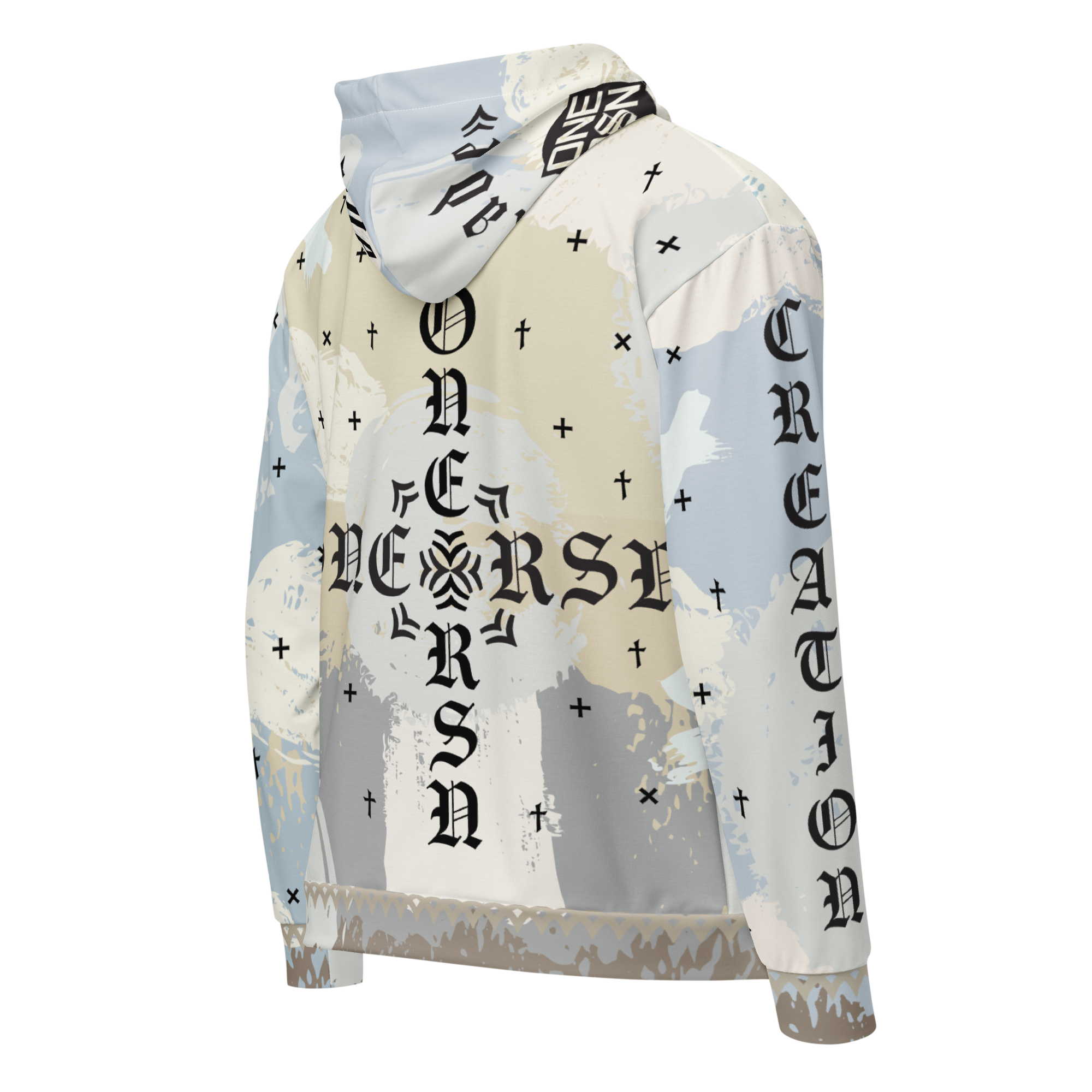 ONE RZN Typographic Zip Hoodie Paint Camo Neutral