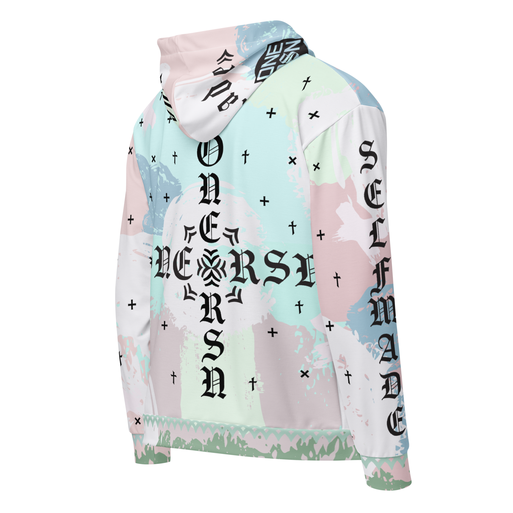 ONE RZN Typographic Zip Hoodie Paint Camo Pastel