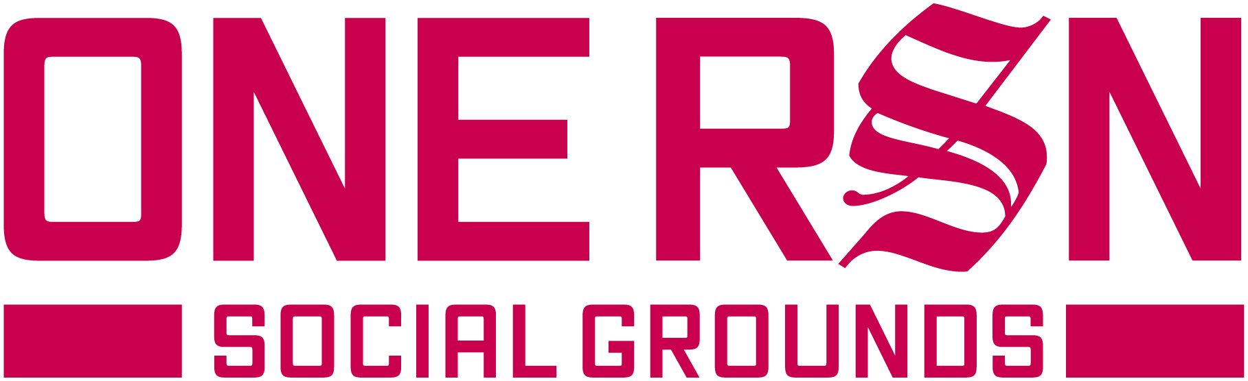 Logo for social organization called 'ONERSN Social Grounds' with stylized typography. www.onersn.com