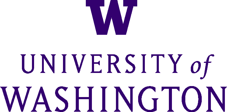 University of Washington logo with a large purple 'W' above the university name in purple text