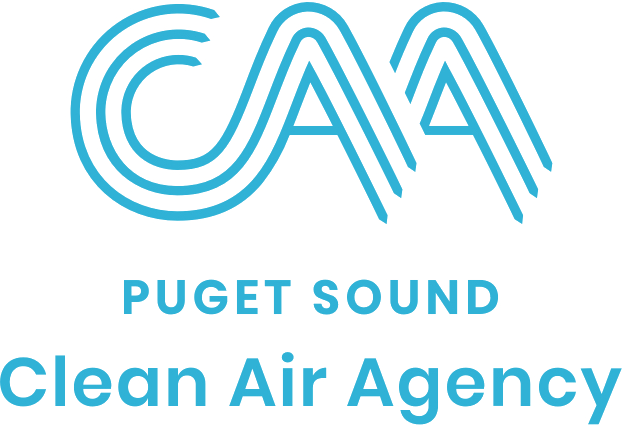 Logo of the Puget Sound Clean Air Agency with stylized 'C' and 'A' overlapping, and text beneath reading 'Puget Sound Clean Air Agency'.
