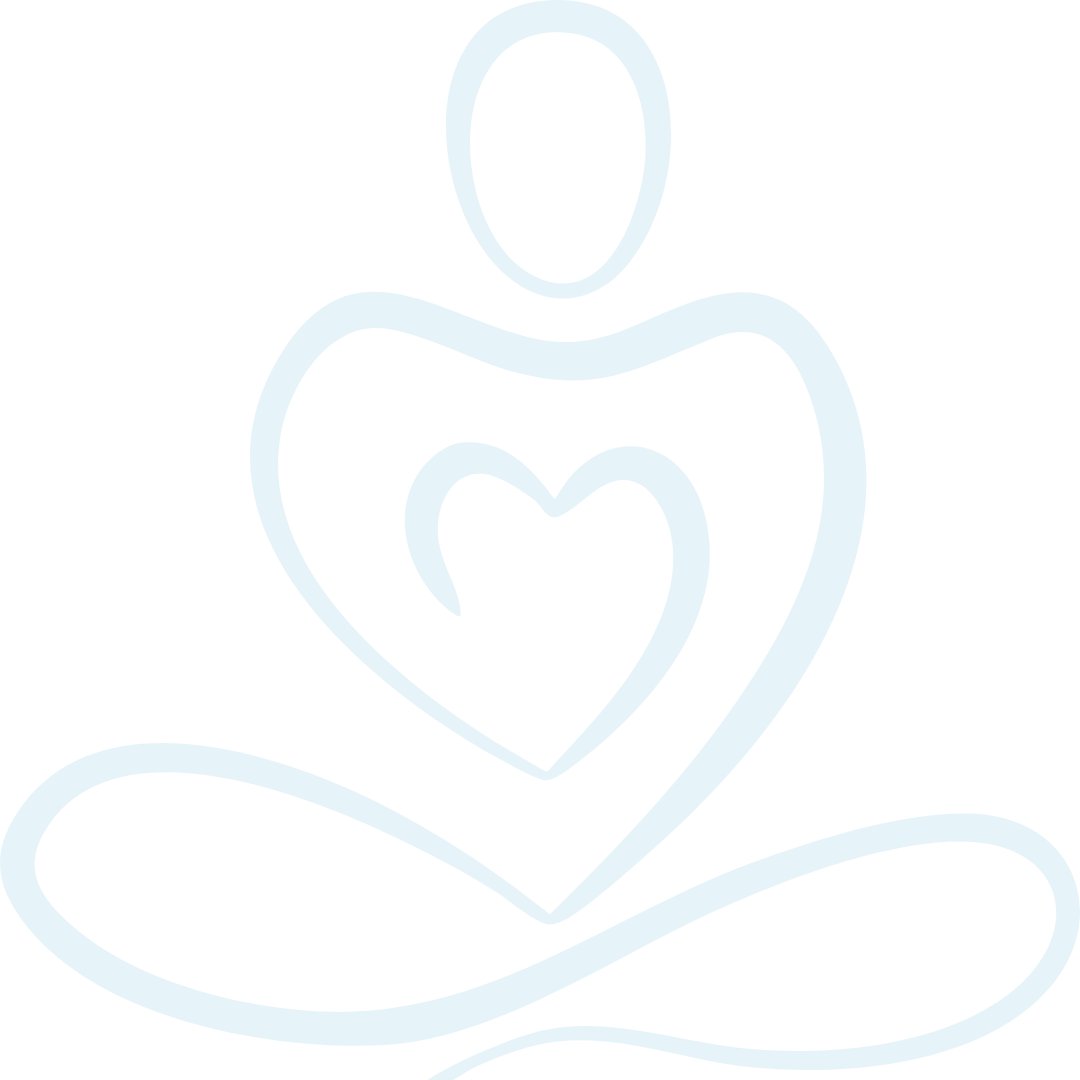 Line drawing of a person holding a heart-shaped object with another smaller heart inside, all in blue on a black background.
