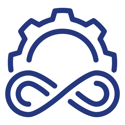 A stylized gear icon with an infinity symbol inside.