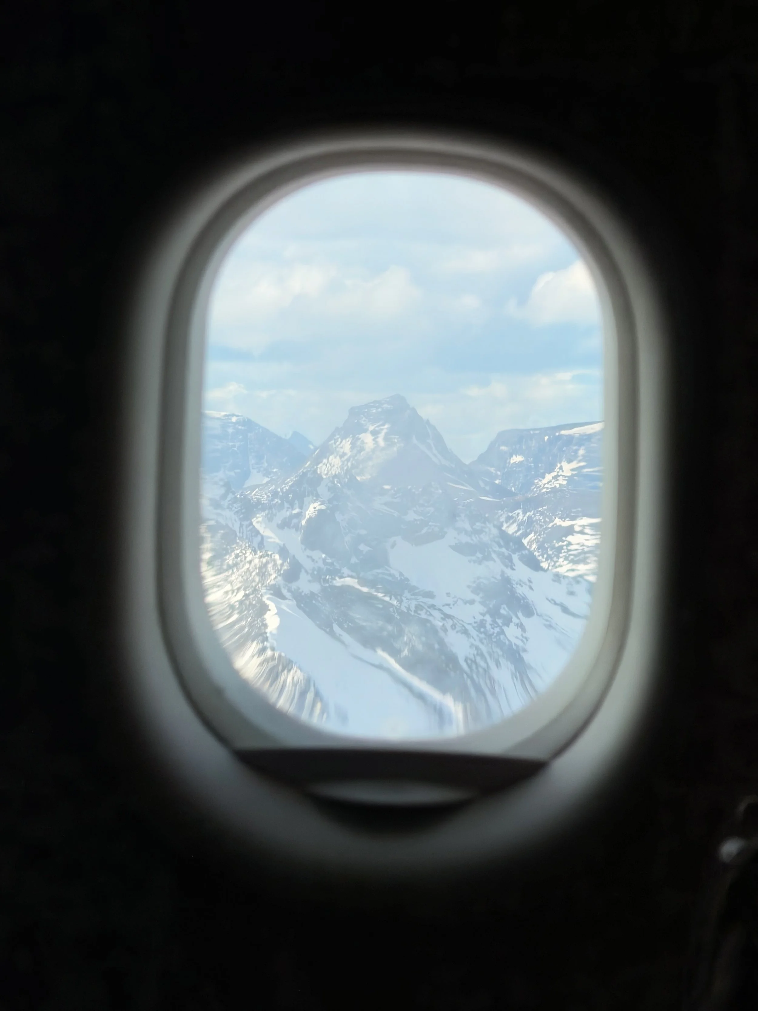 Mountains out the window of the plane as we land