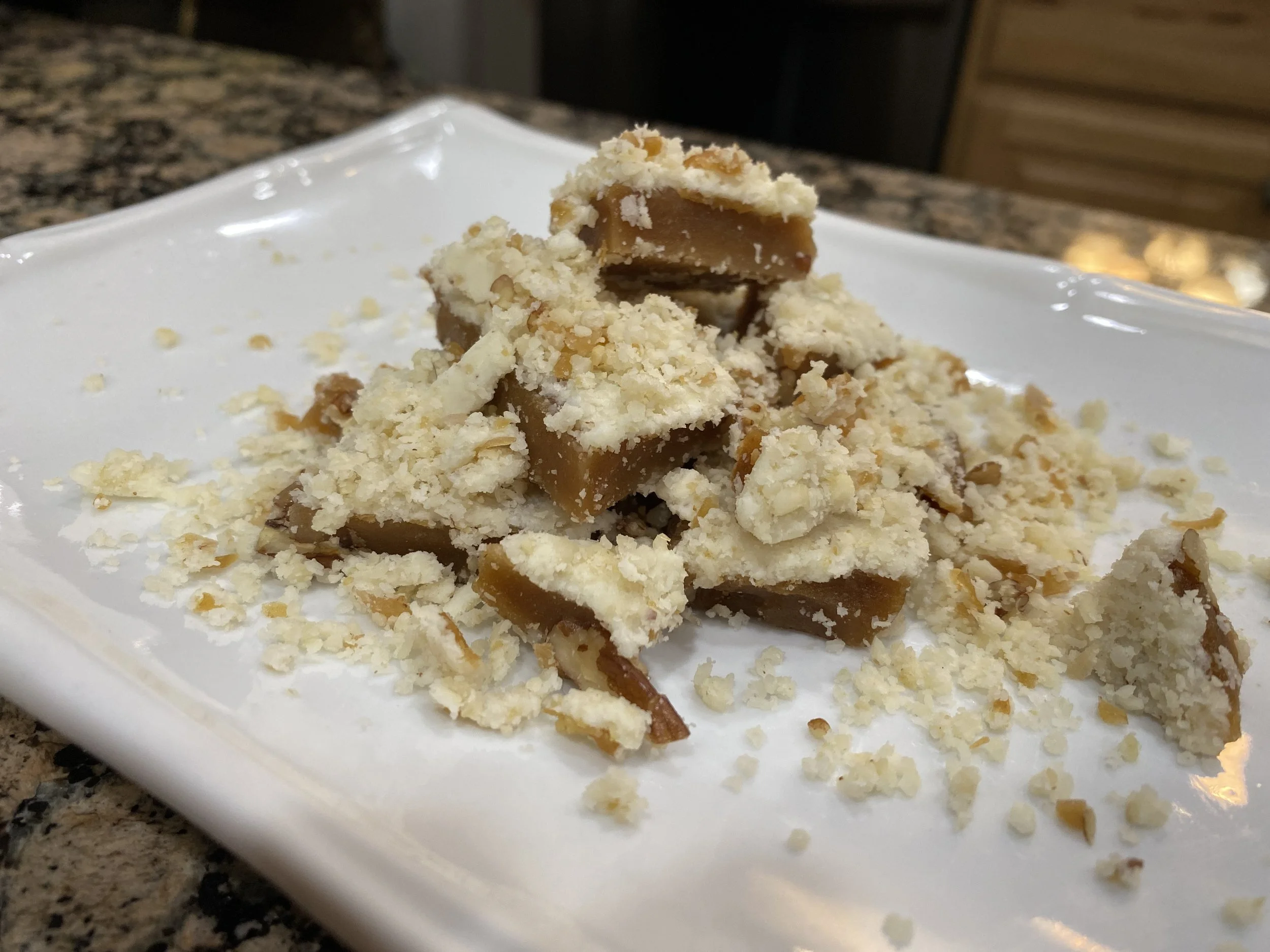White Chotolate Macadamia Nut English Toffee  1/2 Pound