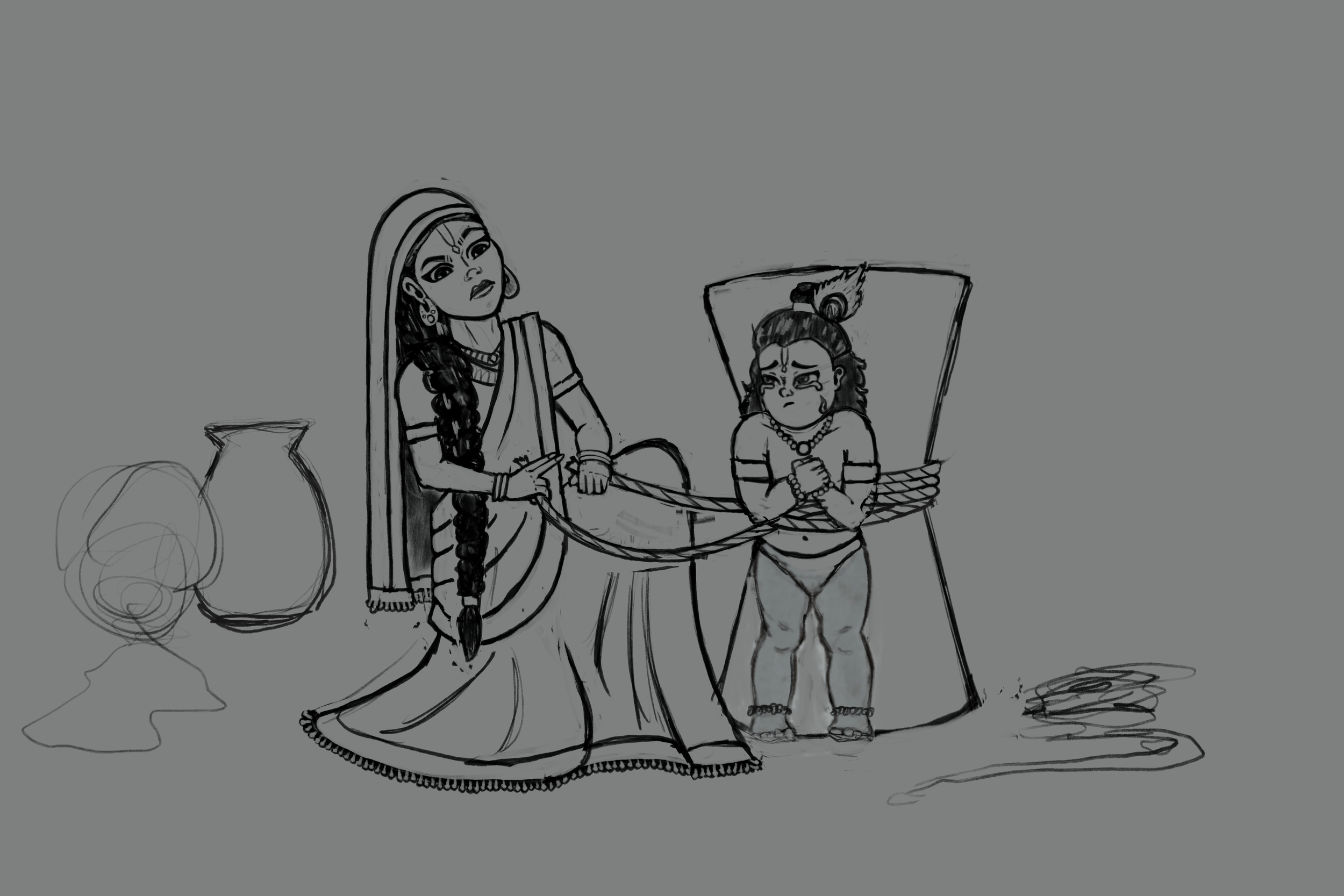 Mother Yasoda binds Baby Damodar